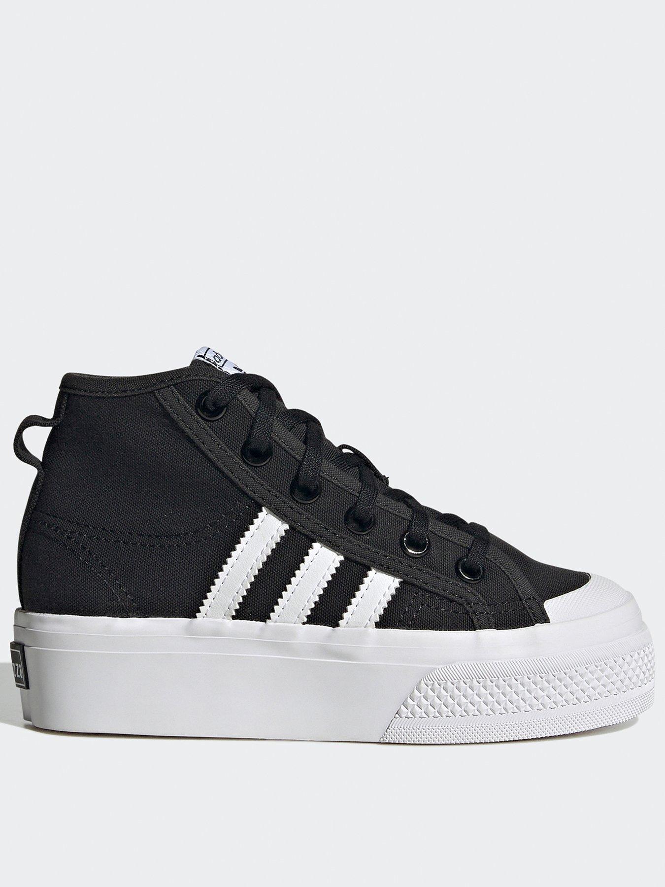 adidas Originals Kids Girls Nizza Platform Trainers - Black/White