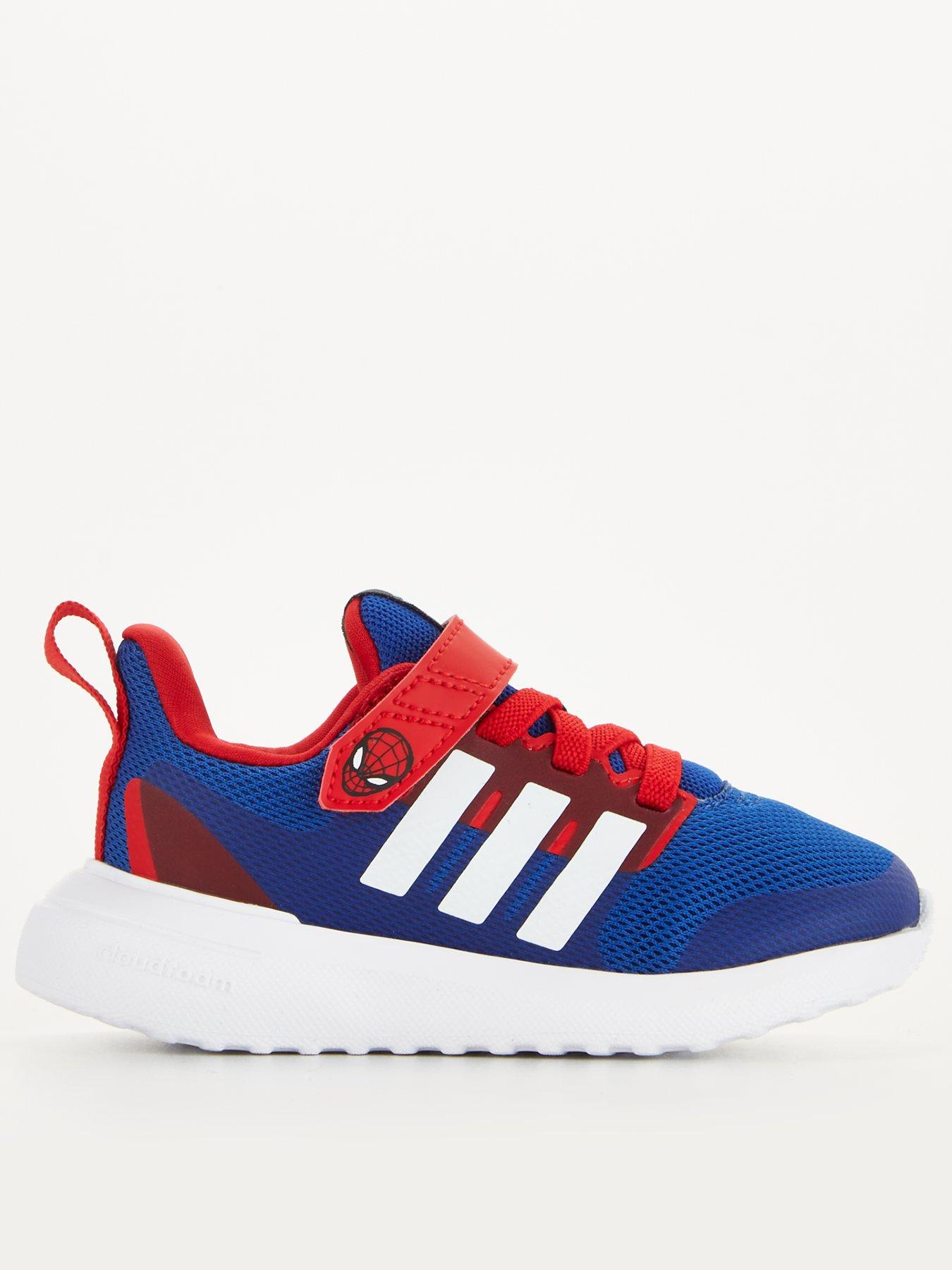 Adidas blue best sale and red trainers