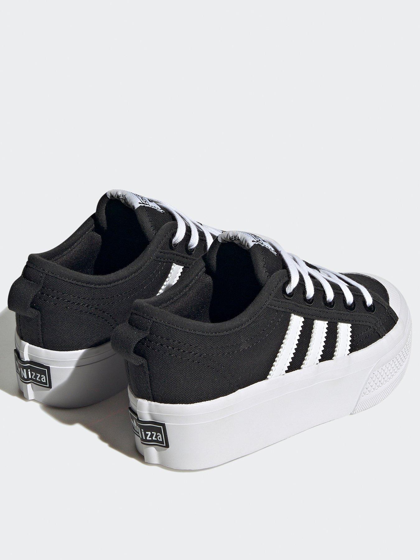 adidas Originals Kids Girls Nizza Platform Trainers - Black/White