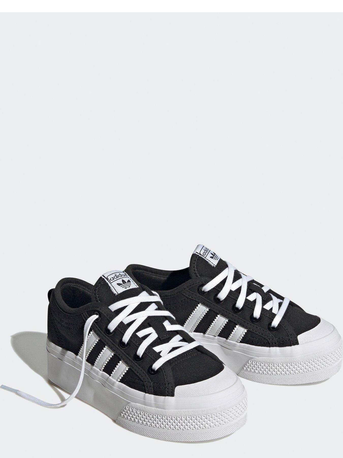 adidas Originals Kids Girls Nizza Platform Trainers - Black/White