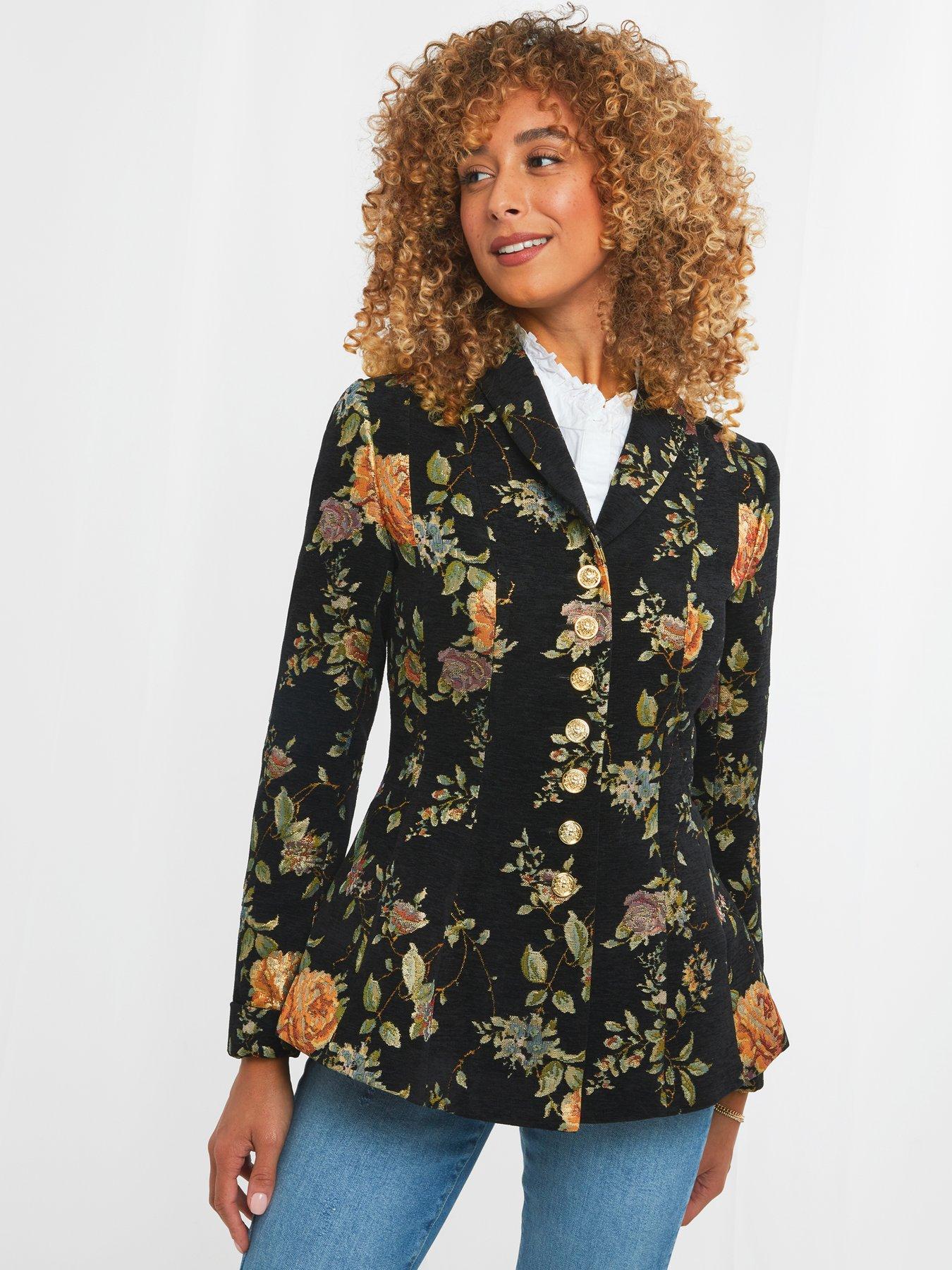 Black floral jacket hotsell