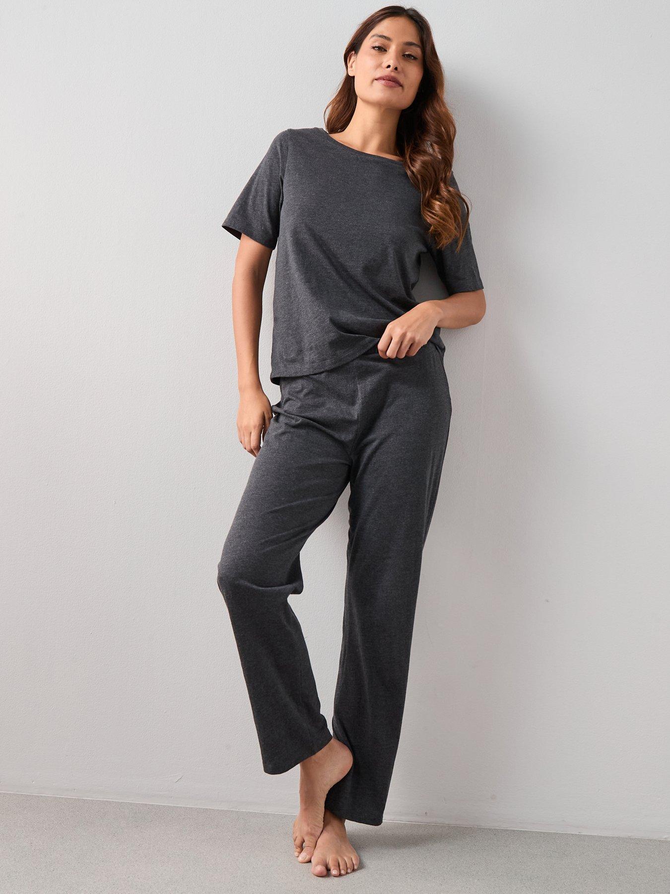 The Very Collection Short Sleeve And Straight Leg Pyjama Set - Charcoal