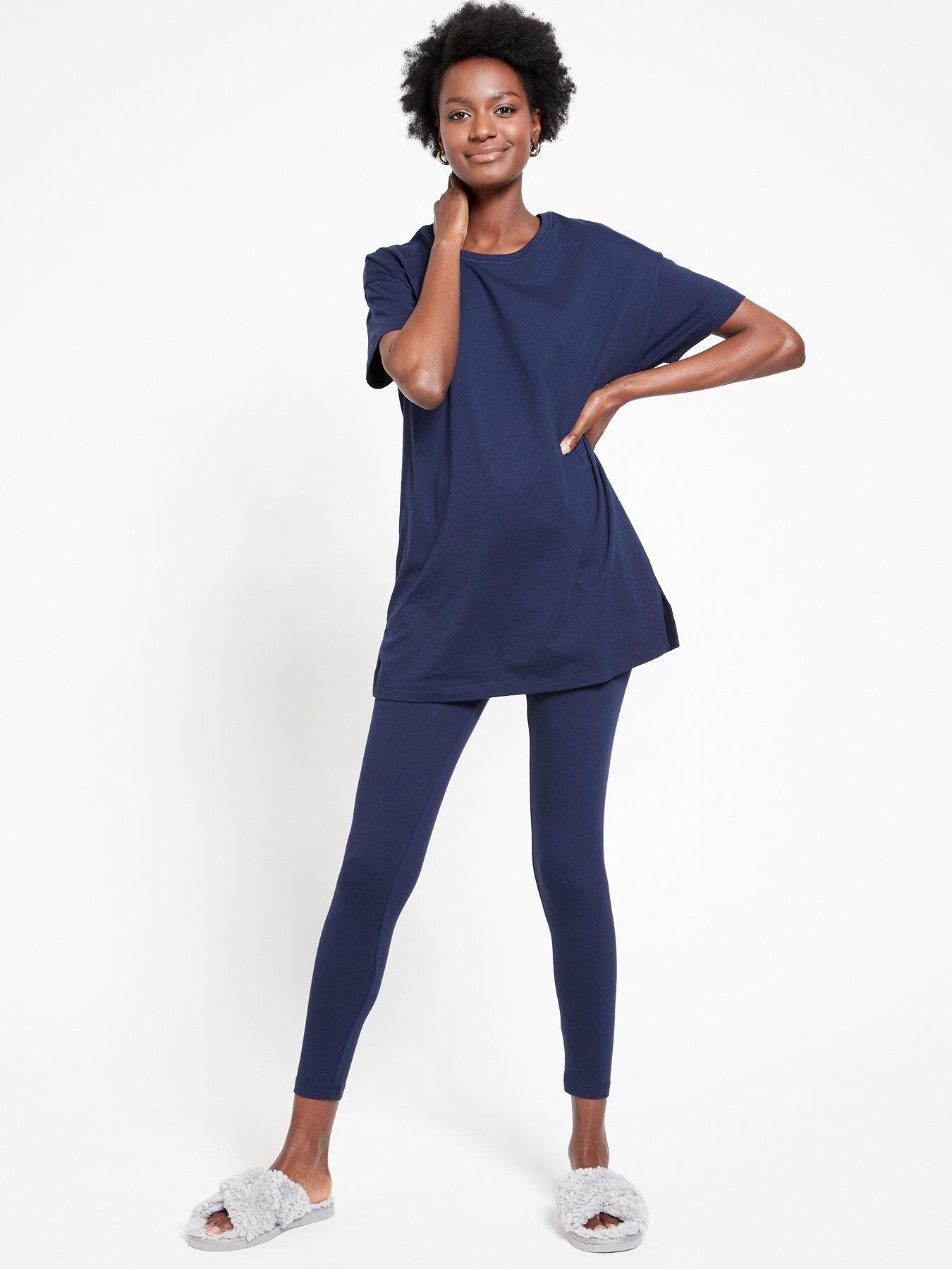 Everyday Longline T-shirt & Legging Lounge Pyjamas - Navy | very.co.uk