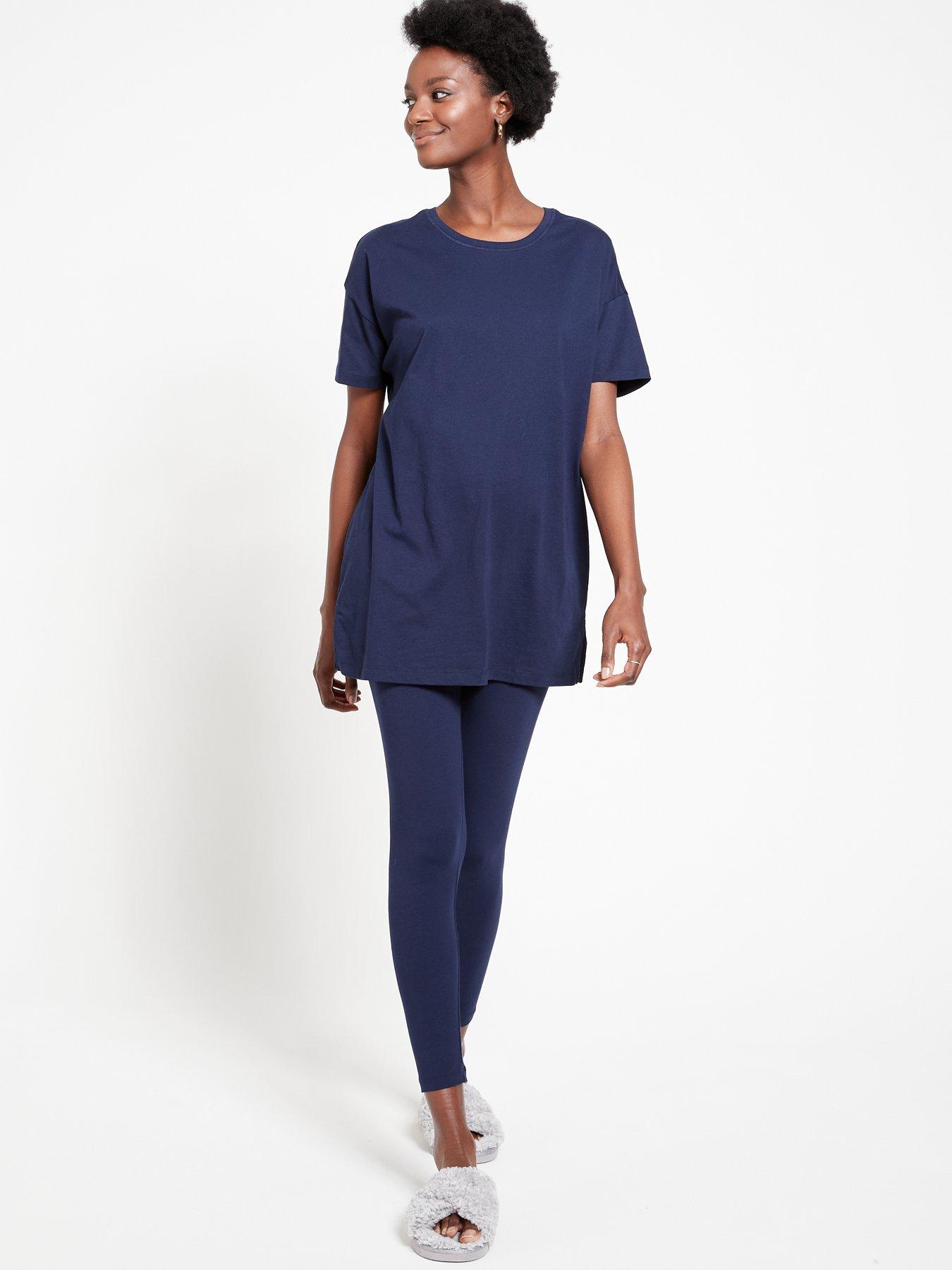 Everyday Longline T-shirt & Legging Lounge Pyjamas - Navy | very.co.uk