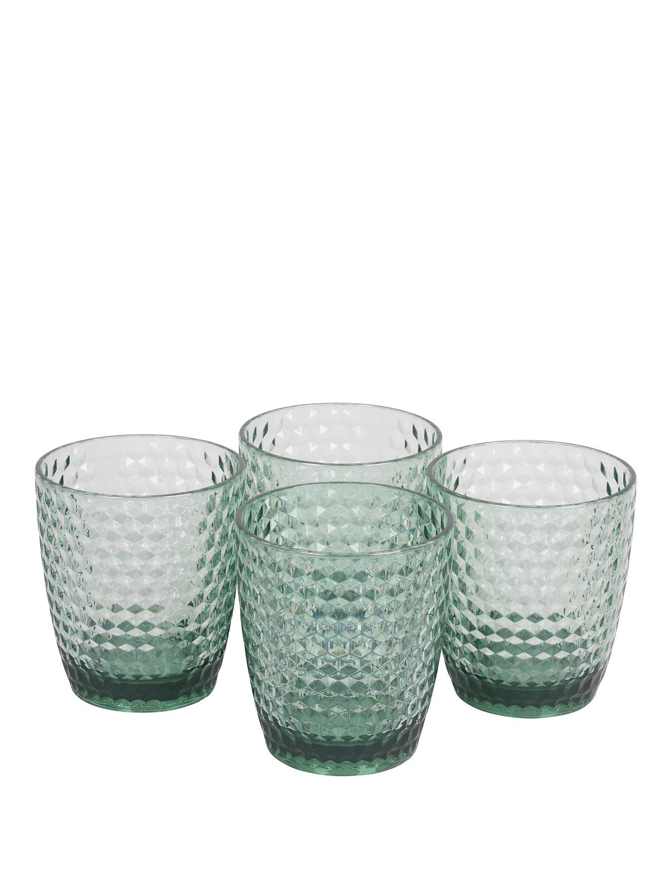 Made in Europe Crystal Tumbler Glasses Mouth Blown Hand Cut Set of 6 Each Glass is 16 oz - Uniquely Designed Barski Highball- Hiball Tumblers 