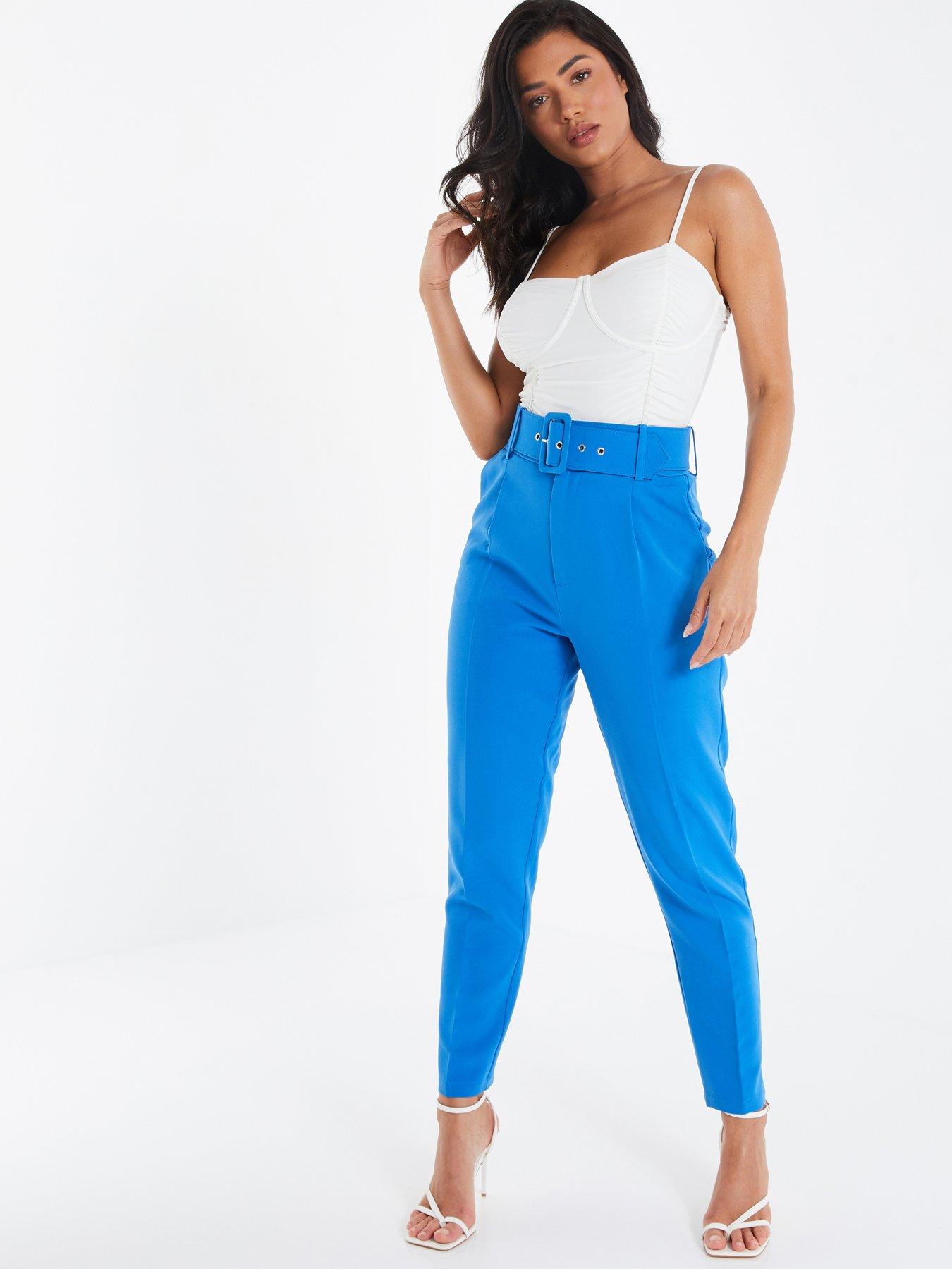 Blue belted hot sale trousers