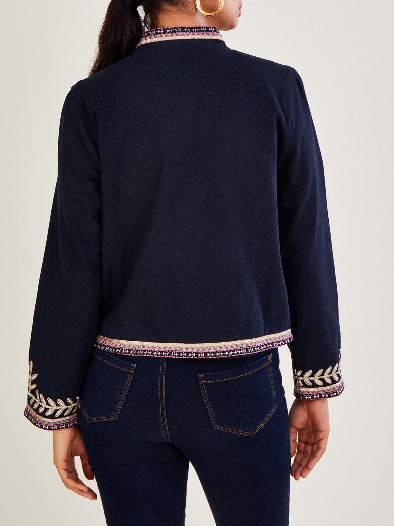 Monsoon Mia Military Detail Embroidered Jacket Navy very.co.uk