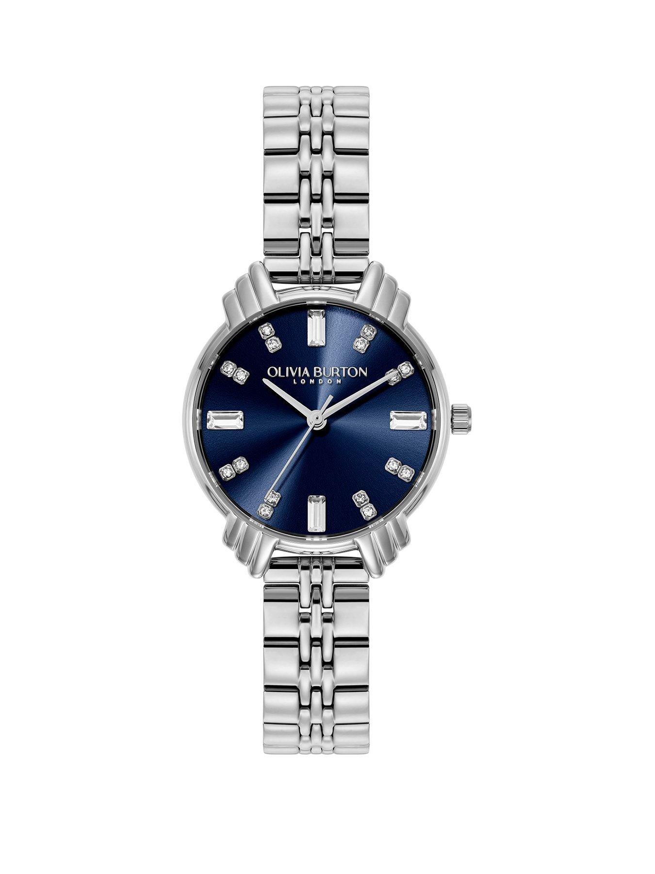 undefined Art Deco Midi Dial Navy  &  Silver Bracelet Watch