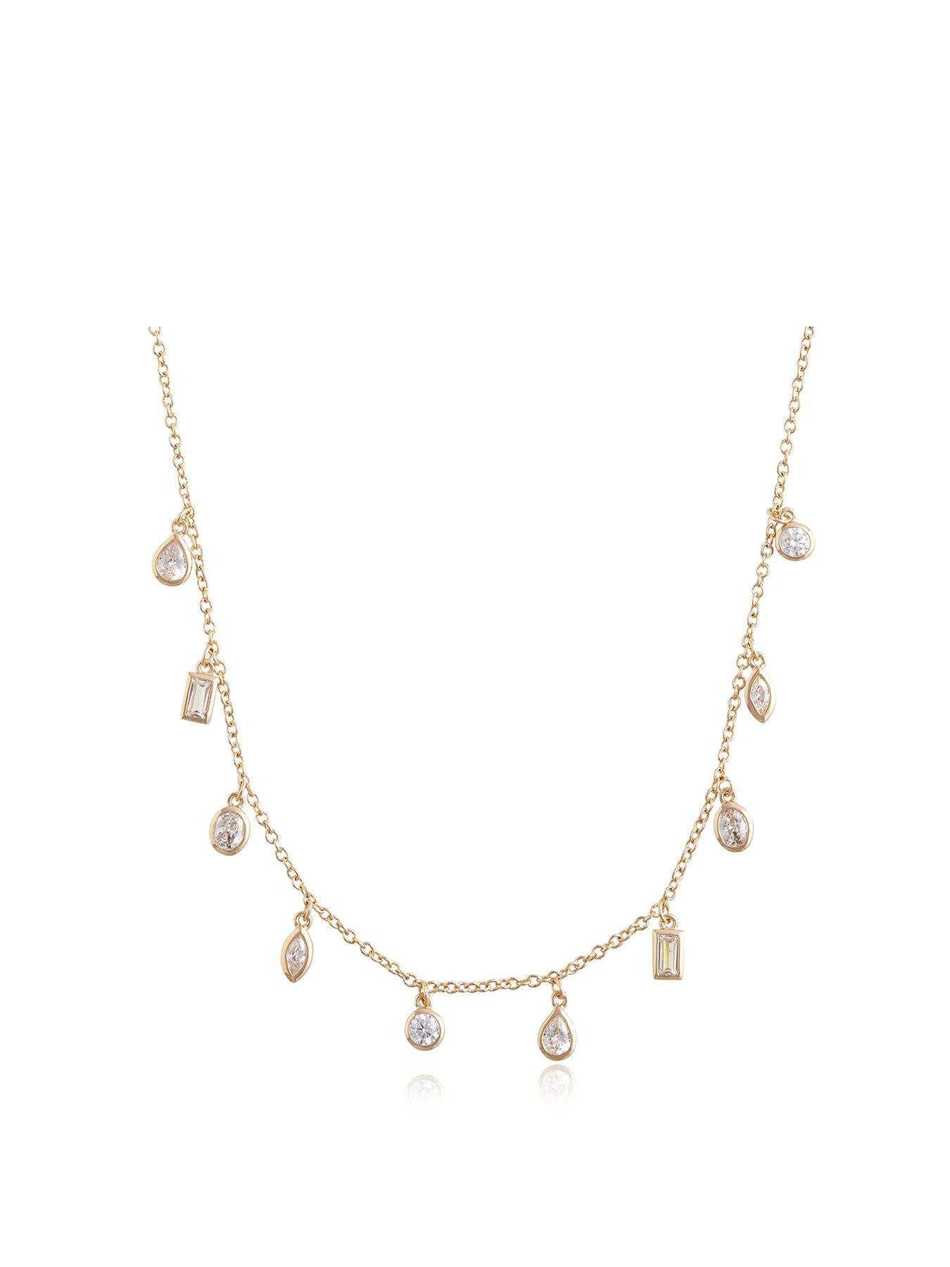 Product photograph of Olivia Burton Classic Crystal Gold Charm Necklace from very.co.uk