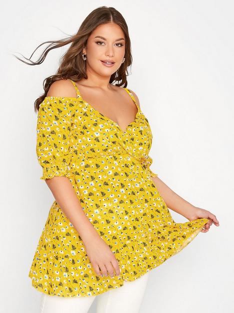 yours-cold-shoulder-top-yellow