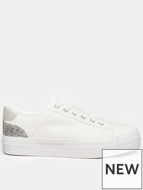 yours-extra-wide-fit-glitter-detal-trainer-white