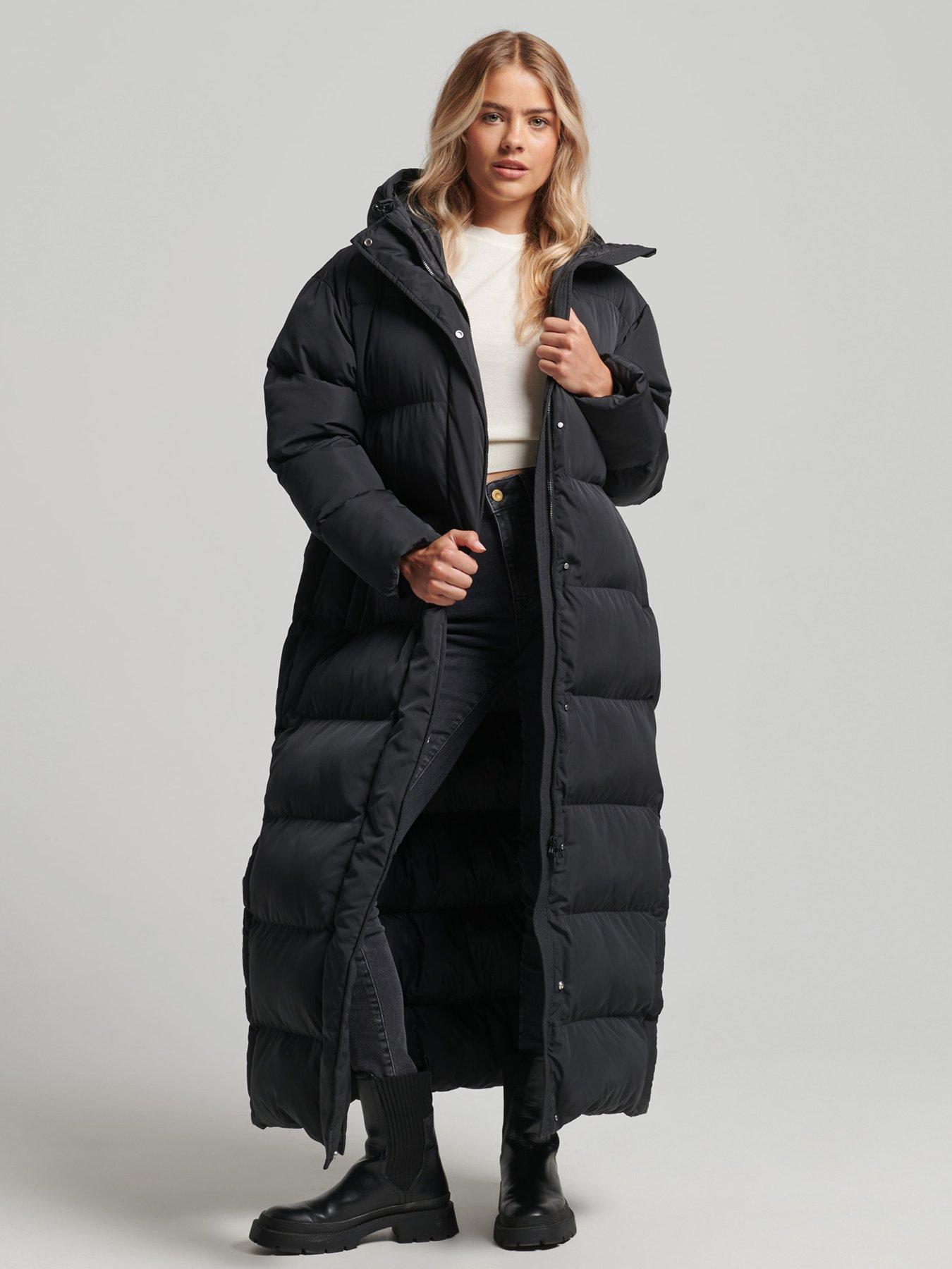 Superdry Studios Super Long Duvet Coat - Black | very.co.uk