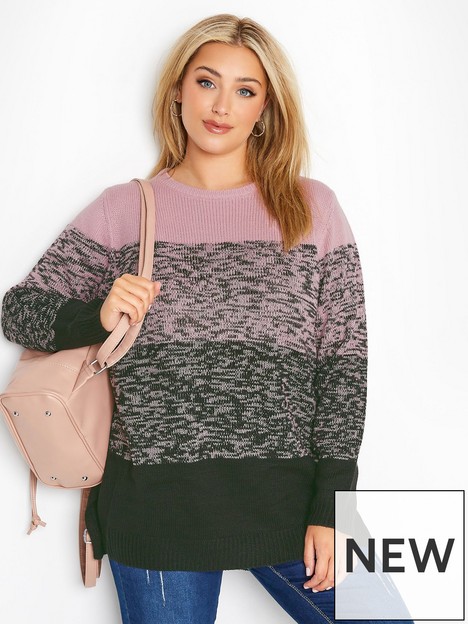 yours-colour-block-jumper-pink