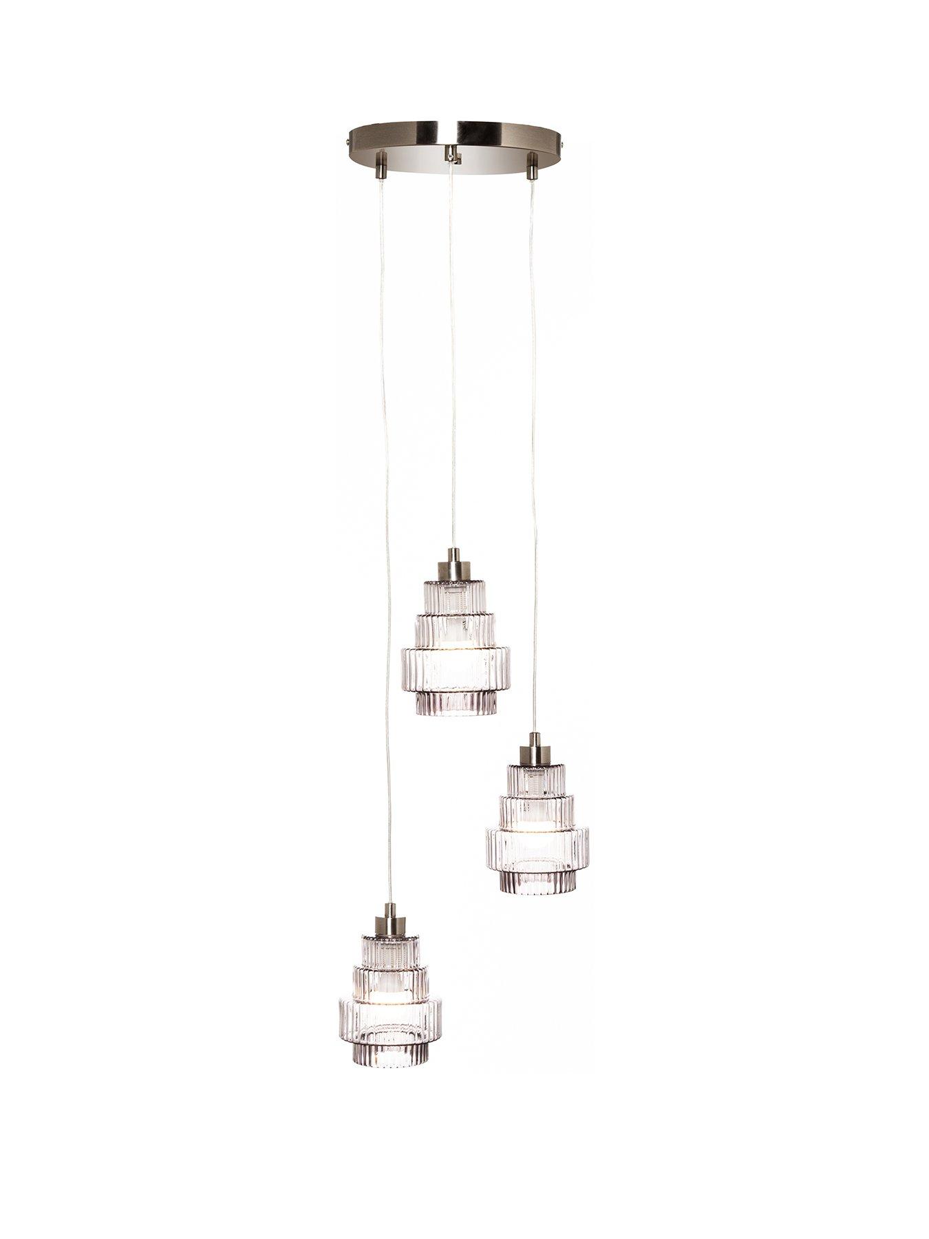 3 light cluster pendant deals brushed nickel