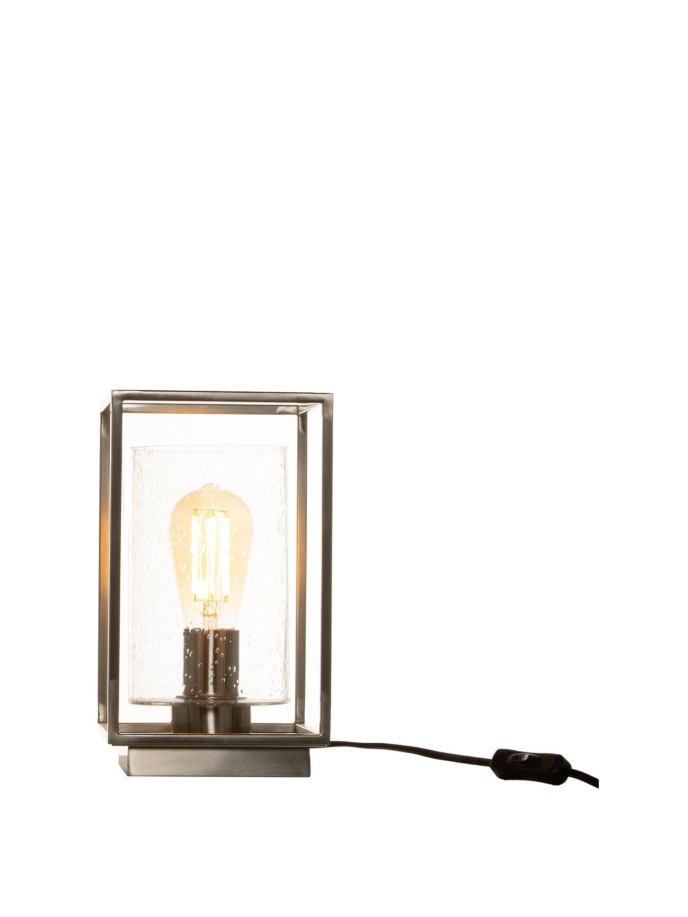 Product photograph of Hendrik Industrial Cube Table Lamp - Nickel from very.co.uk