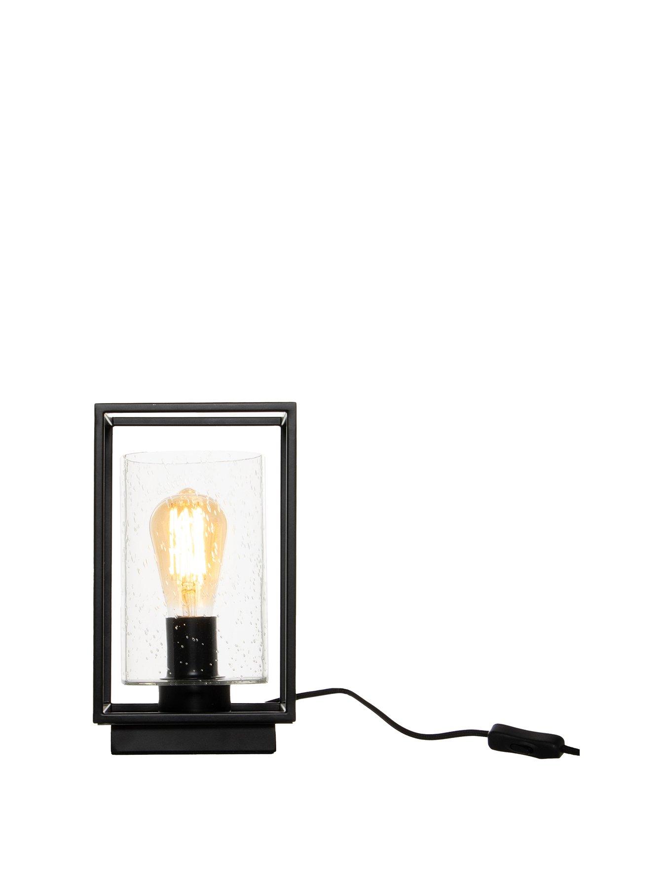 Product photograph of Hendrik Industrial Cube Table Lamp from very.co.uk