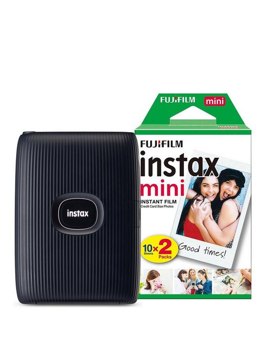 front image of fujifilm-instax-mini-link-2-wireless-smartphone-photo-printer-including-20-shots-space-blue