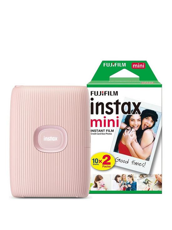 front image of fujifilm-instax-mini-link-2-wireless-smartphone-photo-printer-including-20-shots-soft-pink