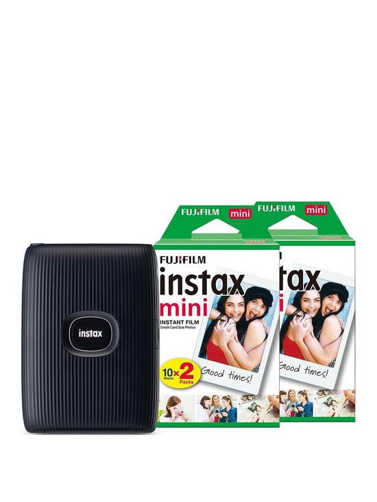 front image of fujifilm-instax-mini-link-2-wireless-smartphone-photo-printer-including-40-shots-space-blue