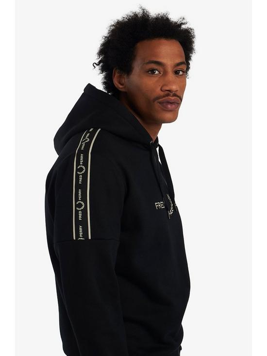 Fred Perry Chest Logo Overhead Hoodie - Black | very.co.uk