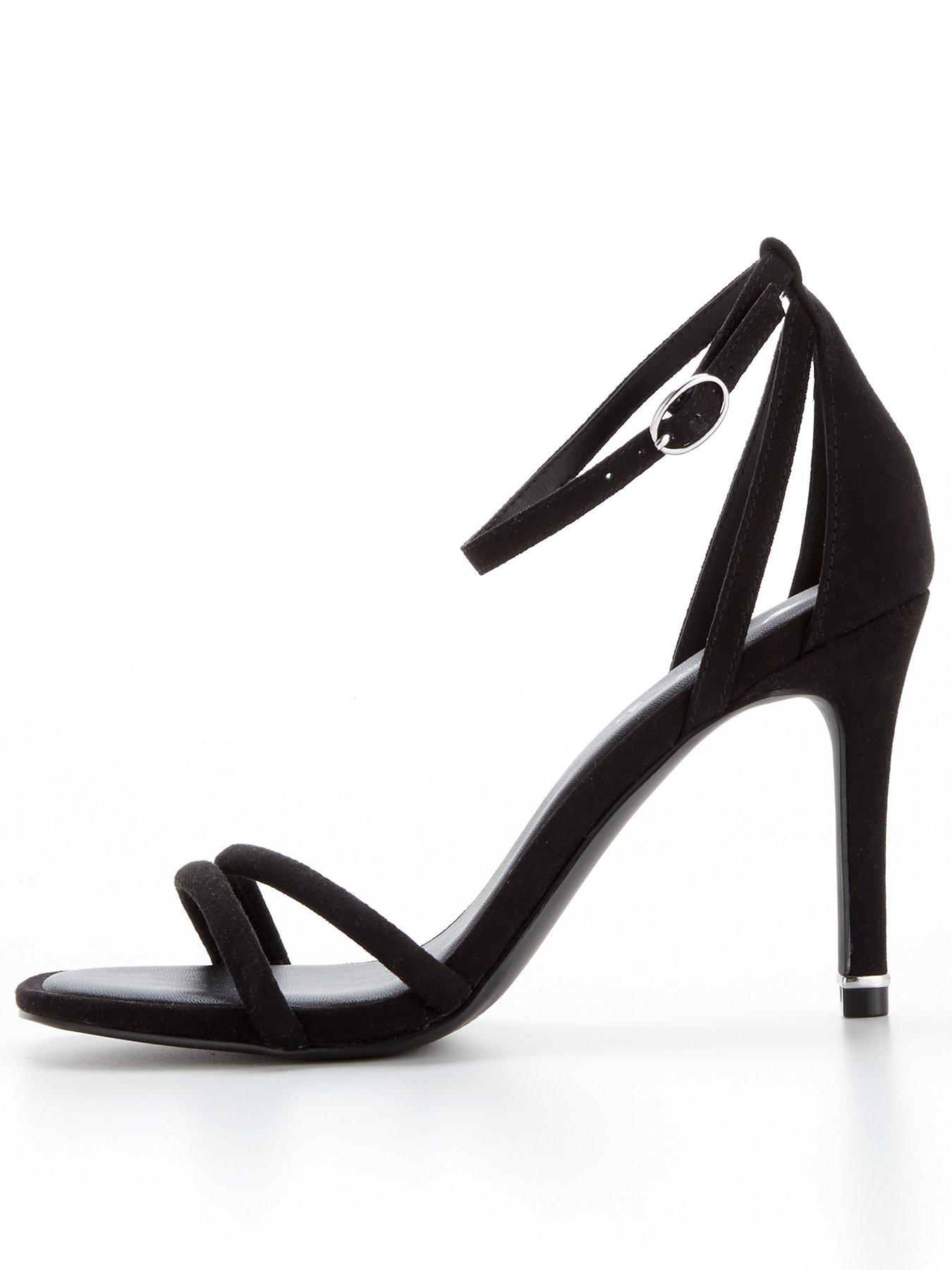 V by Very Braxton Wide Fit Barely There Heeled Sandal - Black | very.co.uk