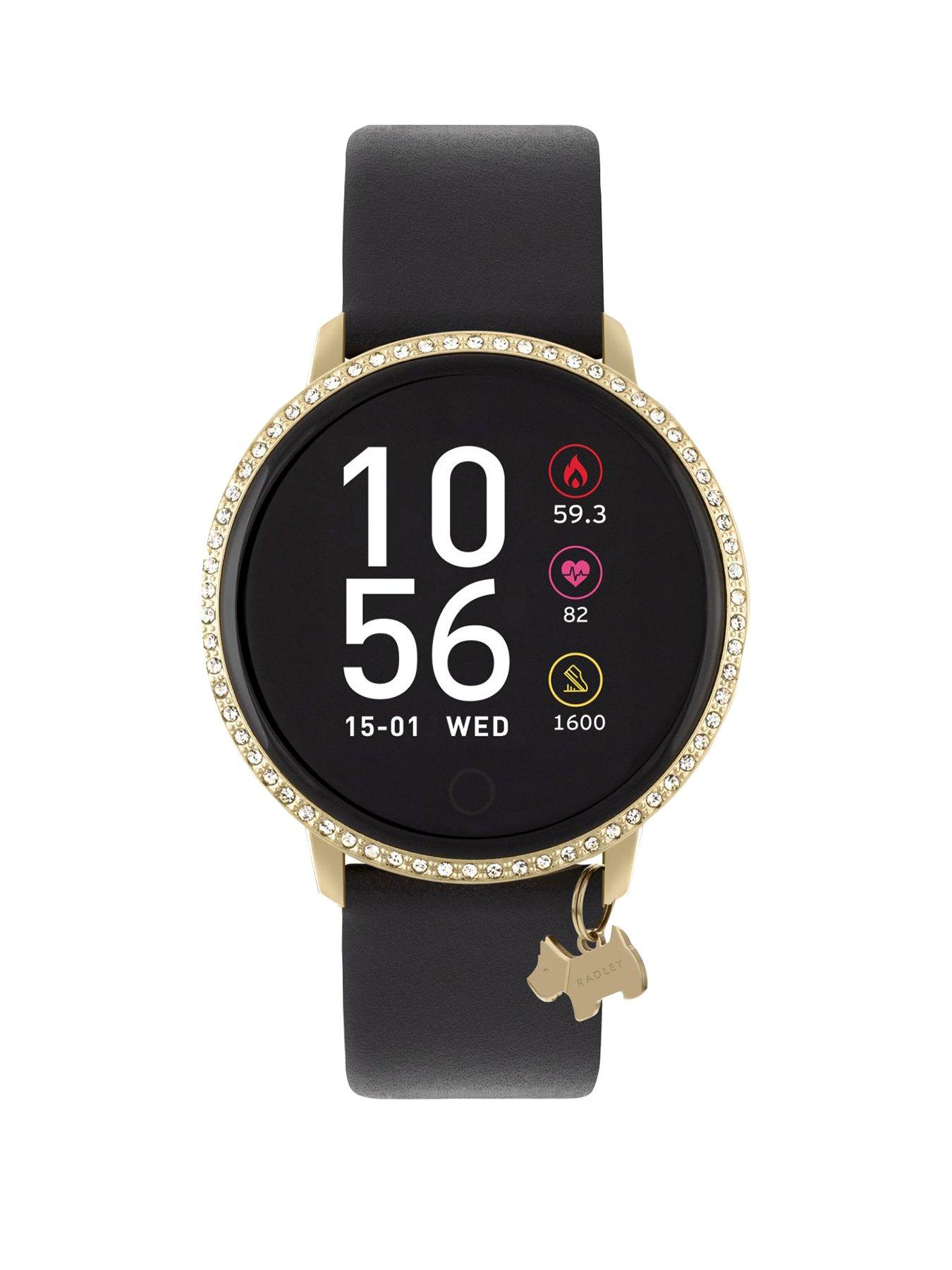 Radley Series 5 Smart Ladies Black Leather Stone Set Smart Watch | very ...
