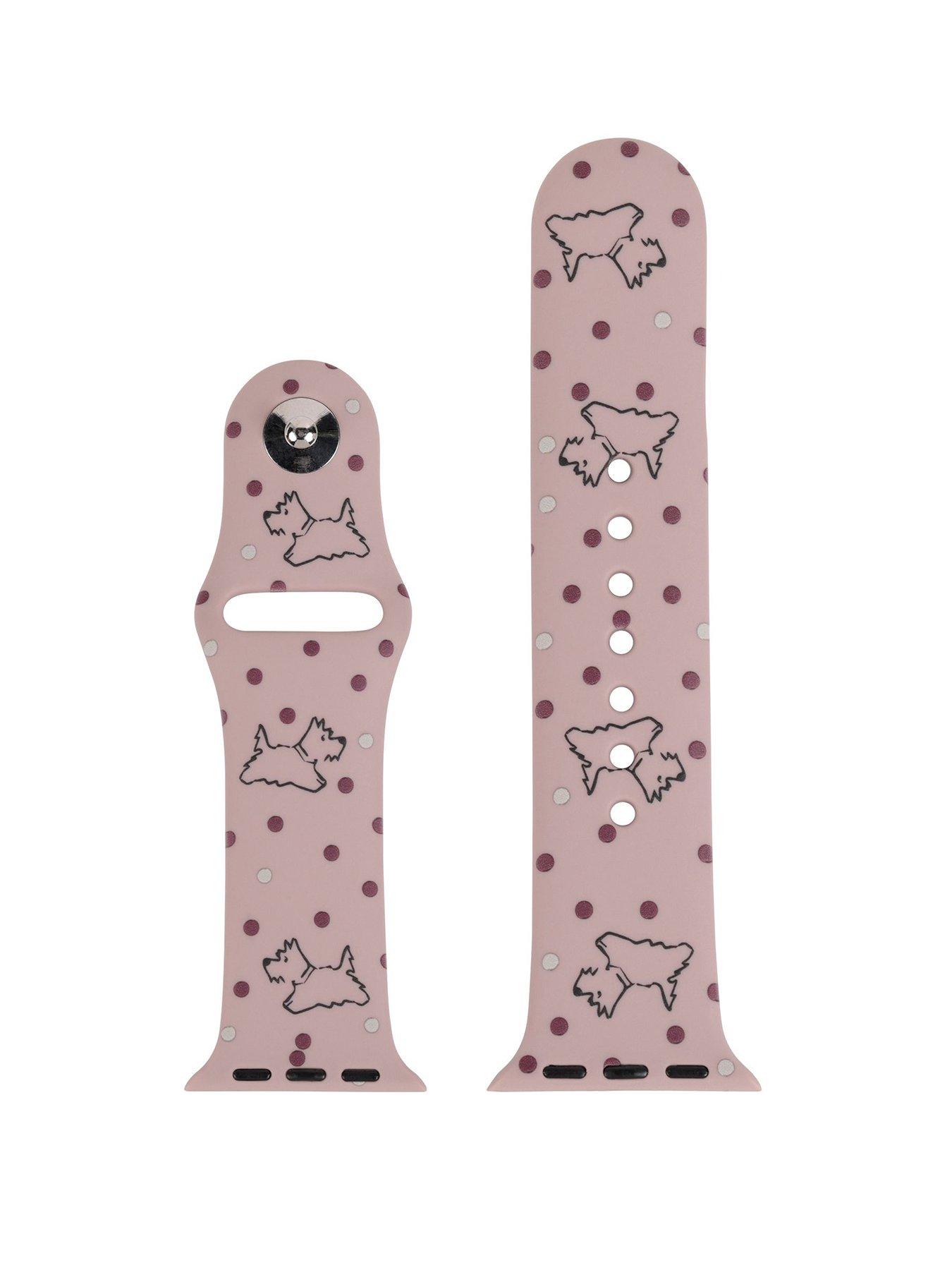 Product photograph of Radley Ladies Pink Printed Printed Dog Silicone Apple Watch Strap from very.co.uk
