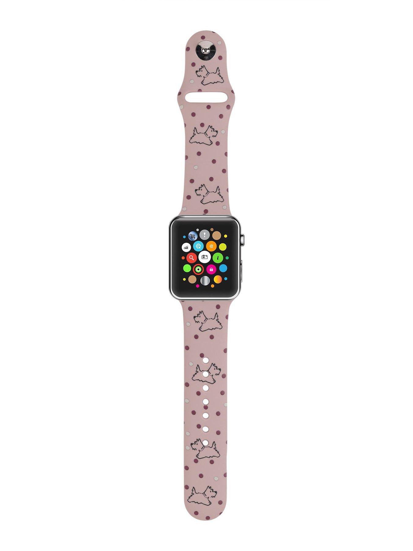 Ladies Pink Printed Printed Dog Silicone Apple Watch Strap