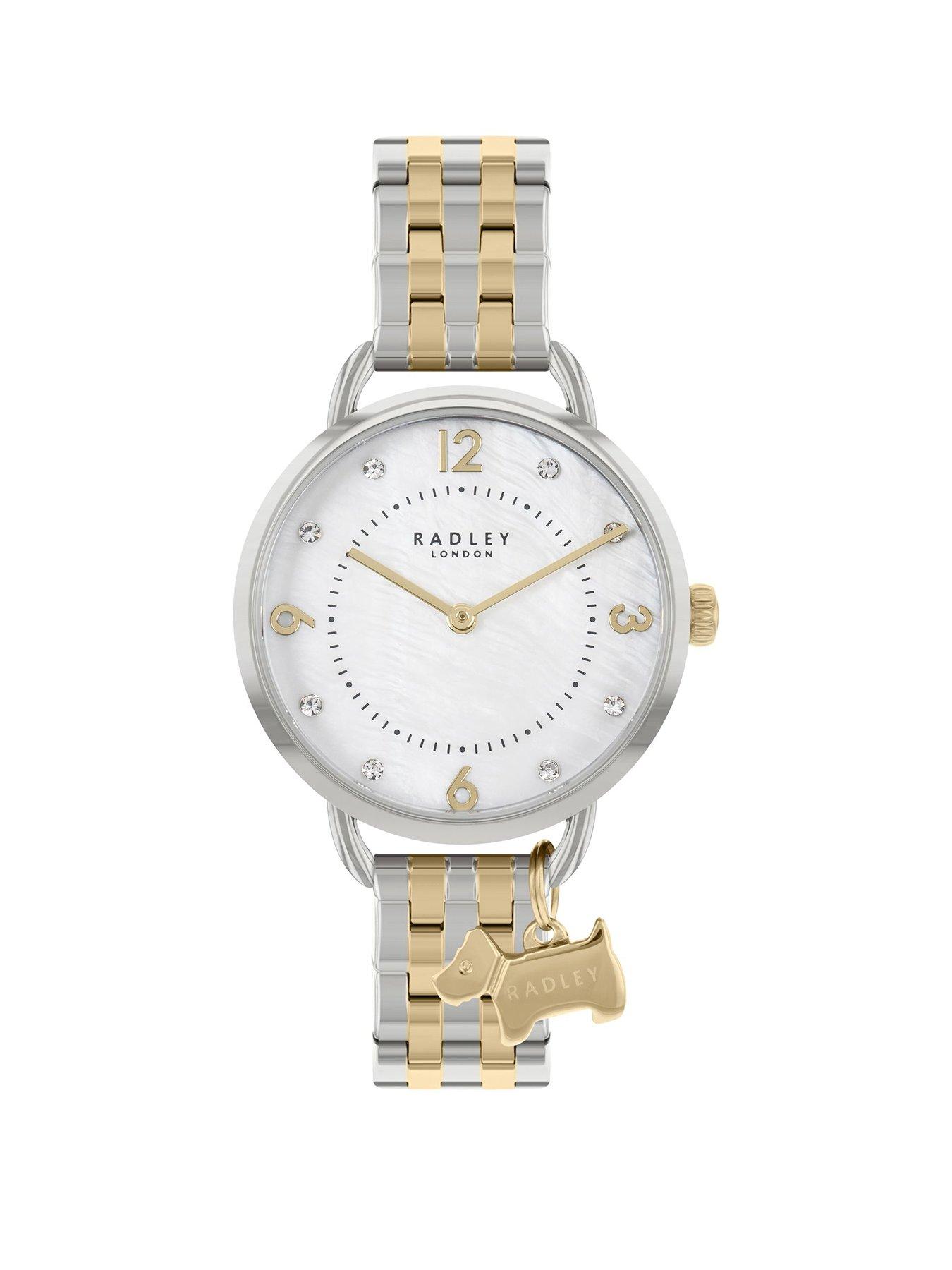 Product photograph of Radley Ladies Two Tone Gold Amp Silver Open Shoulder Bracelet Watch from very.co.uk