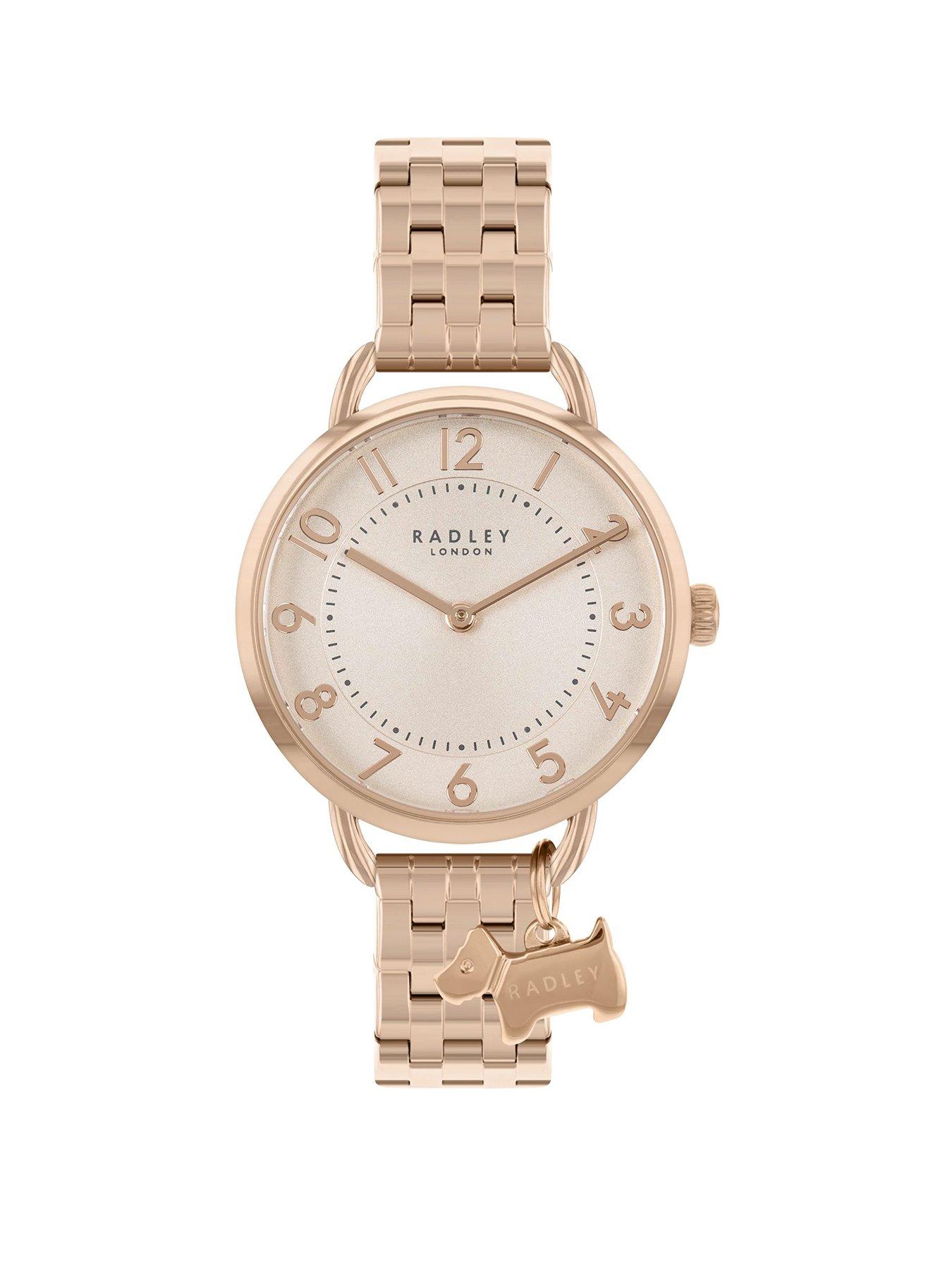 Product photograph of Radley Ladies Rose Gold Open Shoulder Bracelet Watch from very.co.uk