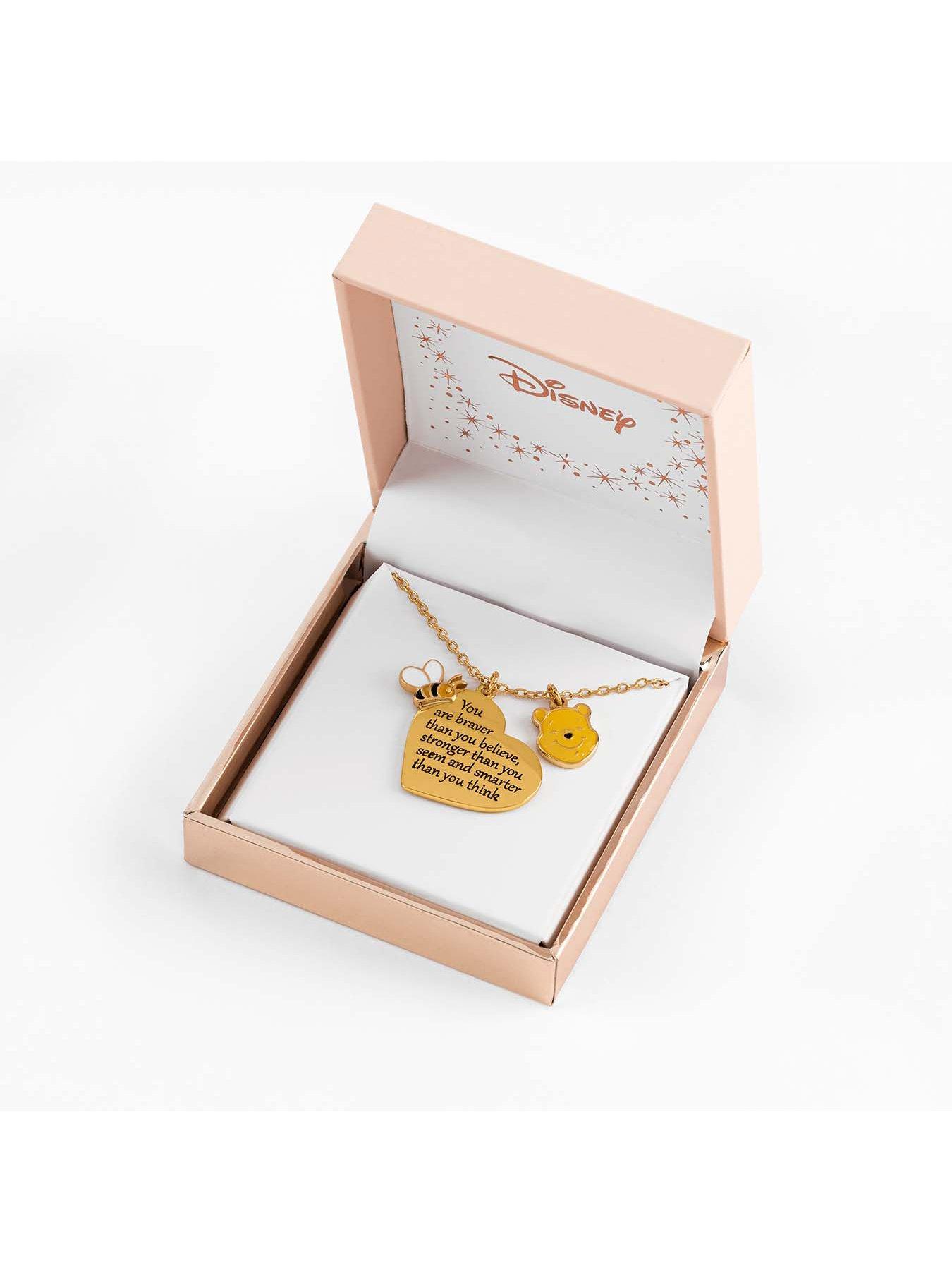 Image 2 of 2 of Disney Winnie The Pooh Yellow Gold Plated Brass Heart shaped Necklace NF00678YL-18.PH