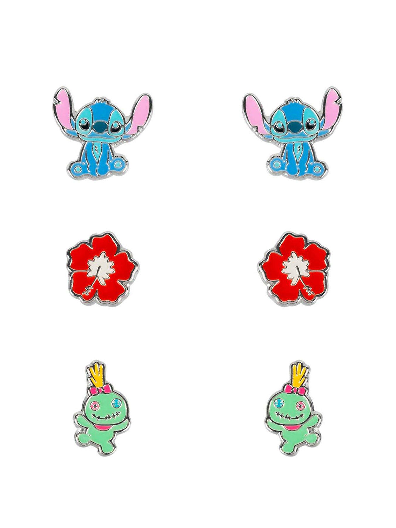 Image 1 of 5 of Disney Lilo &amp; Stitch Blue, Red &amp; Green Trio Earring Set SF00468SL