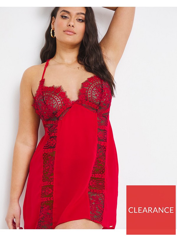 Figleaves Curve Adore Chiffon Chemise - Red