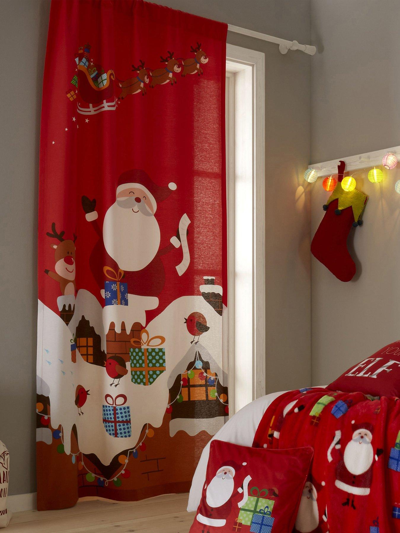 Product photograph of Catherine Lansfield Santa S Christmas Presents Panel Curtain from very.co.uk