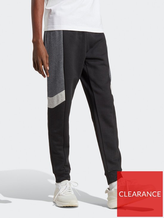 front image of adidas-sportswear-essentials-colourblock-joggers-blackgrey