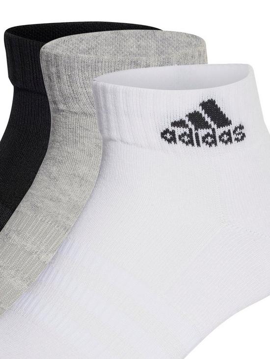 adidas Sportswear Unisex 3 Pack Cushioned Ankle Socks - White/Grey ...