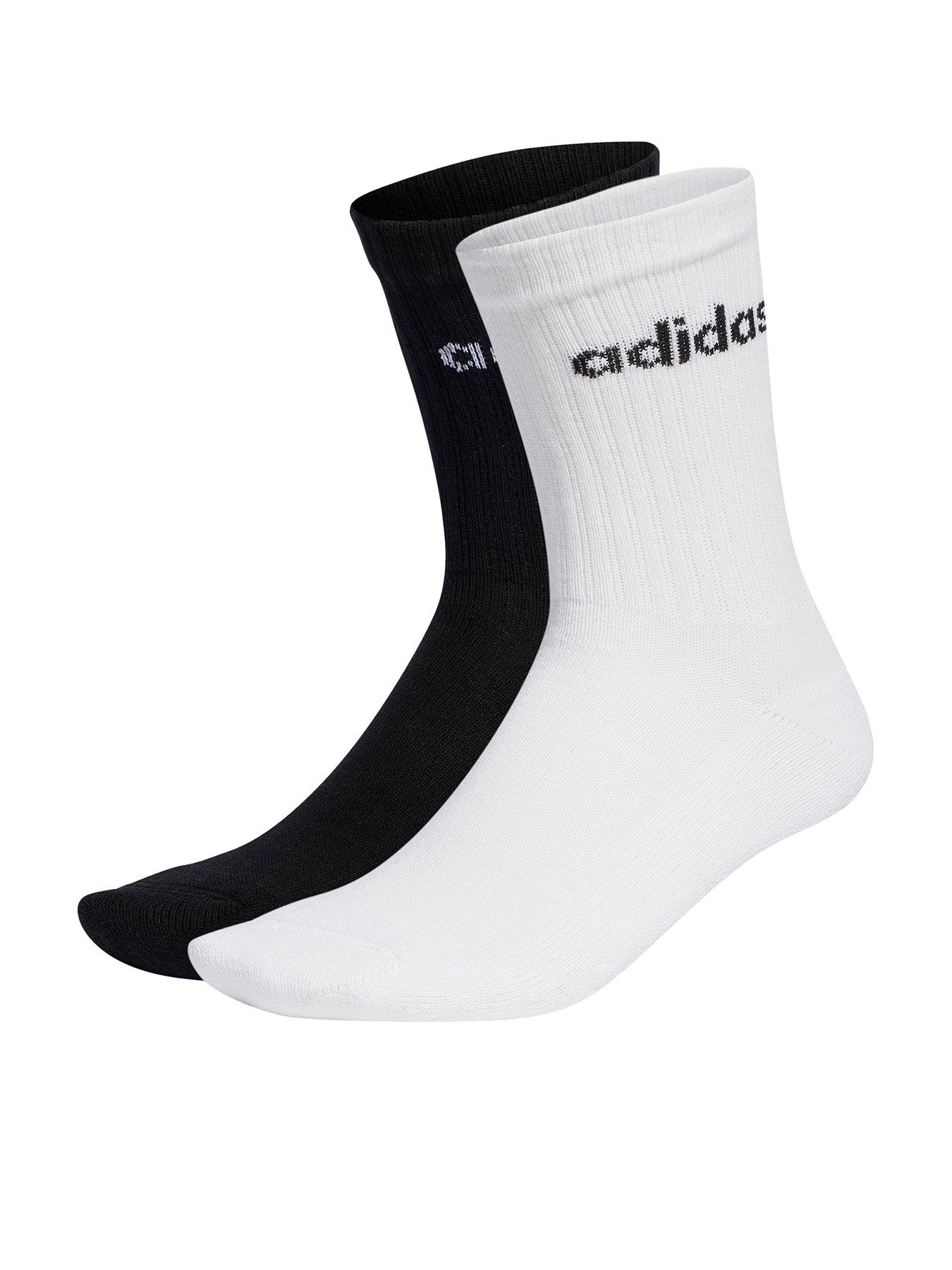 adidas Sportswear Unisex 3 Pack Cushioned Linear Crew Socks - White/Grey