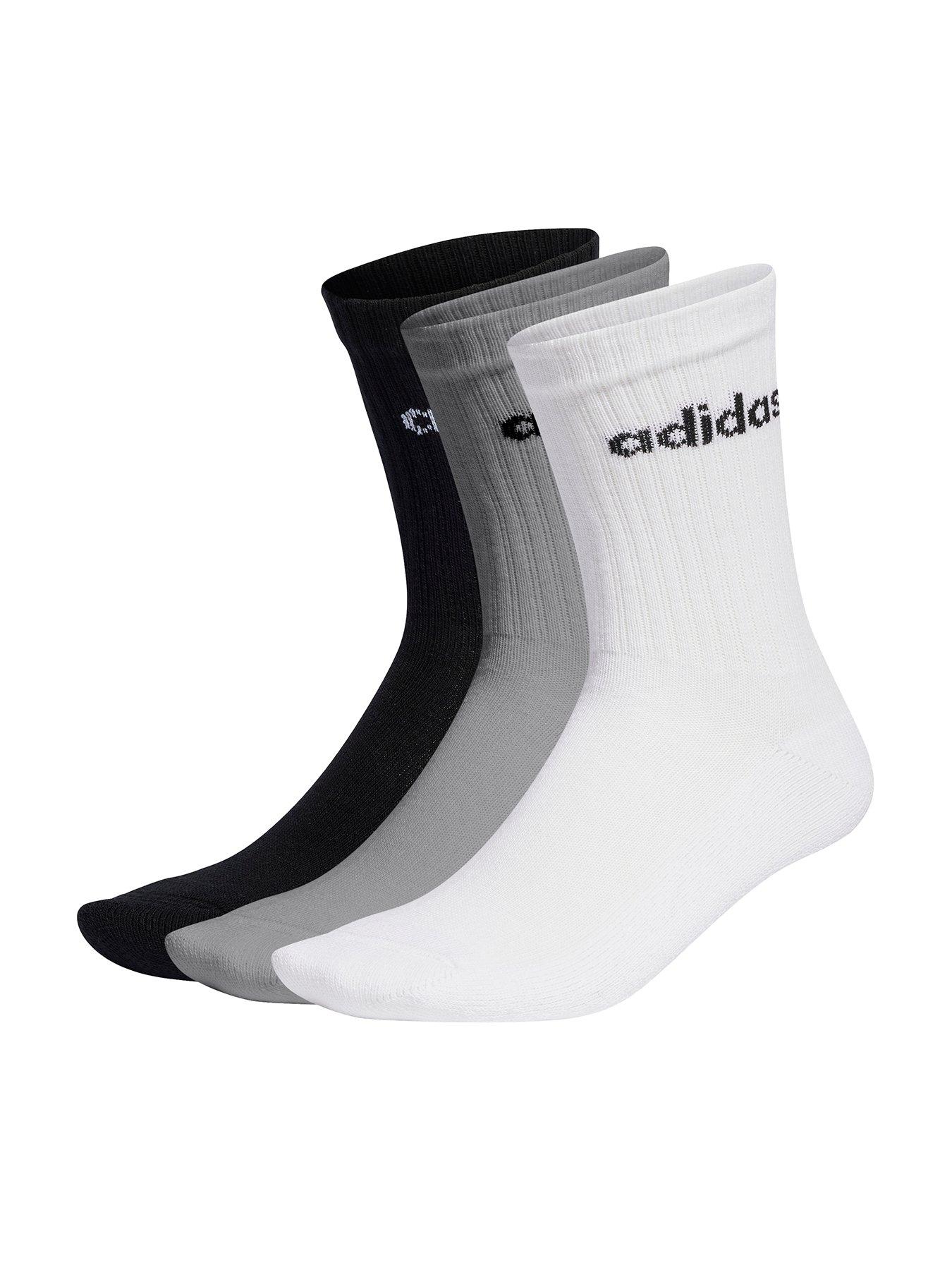 adidas Sportswear Unisex 3 Pack Cushioned Linear Crew Socks - White/Grey/Black