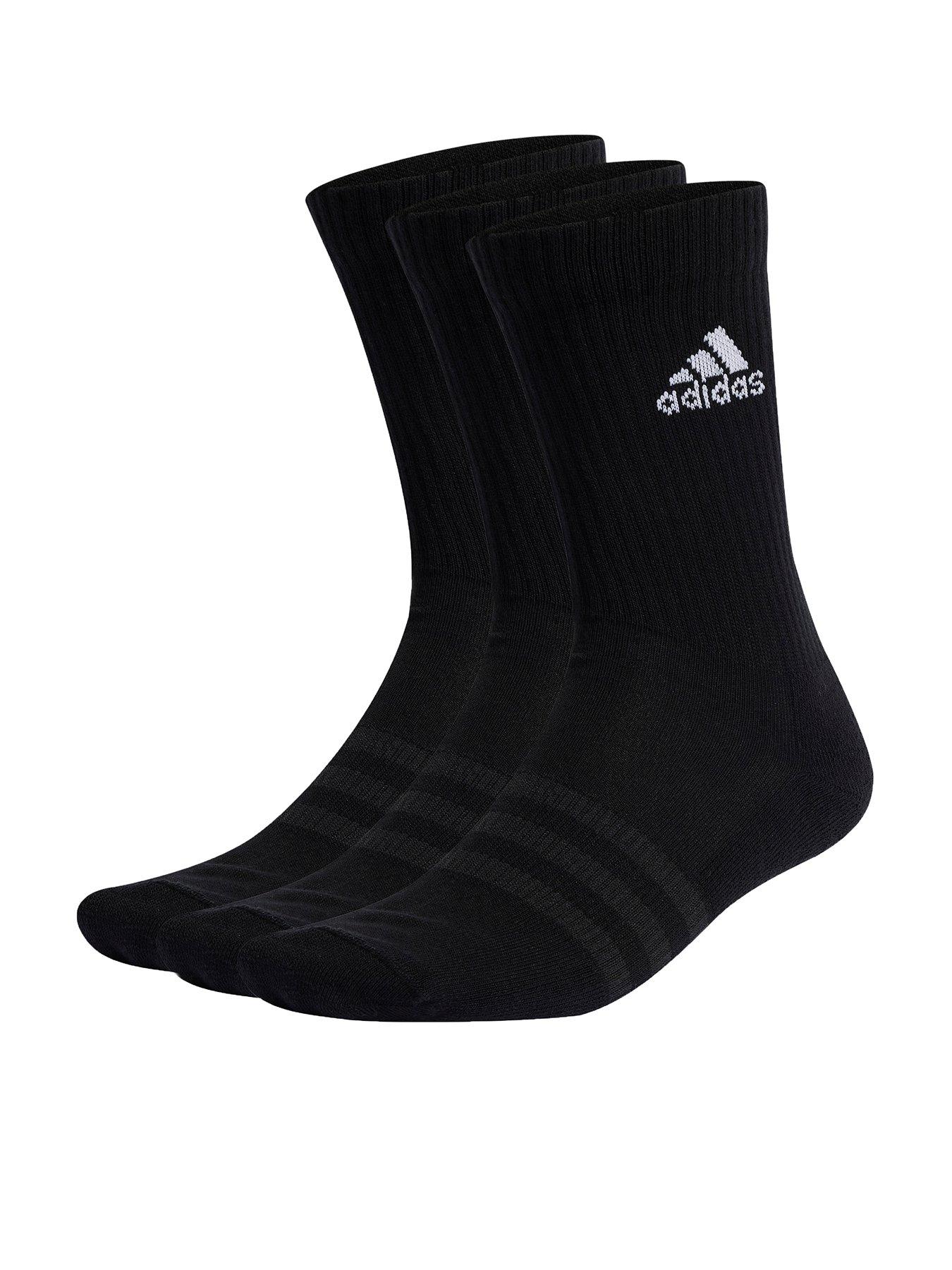 adidas Unisex 3 Pack Cushioned Crew Socks - Black | very.co.uk