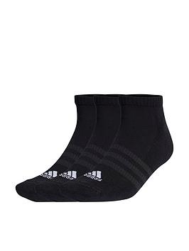 Adidas Unisex 3 Pack Cushioned Low Socks - Black