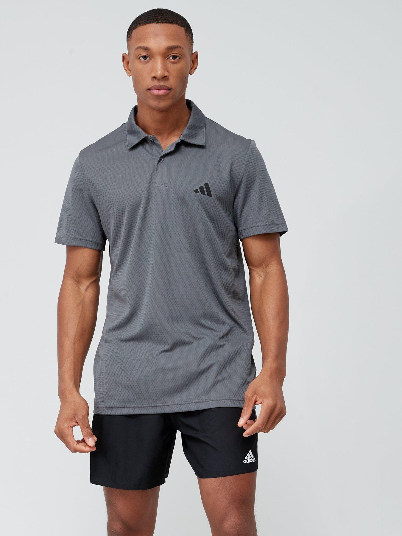 adidas Performance Train Essentials Training Polo Shirt, Grey Five/Black, Size S, Men