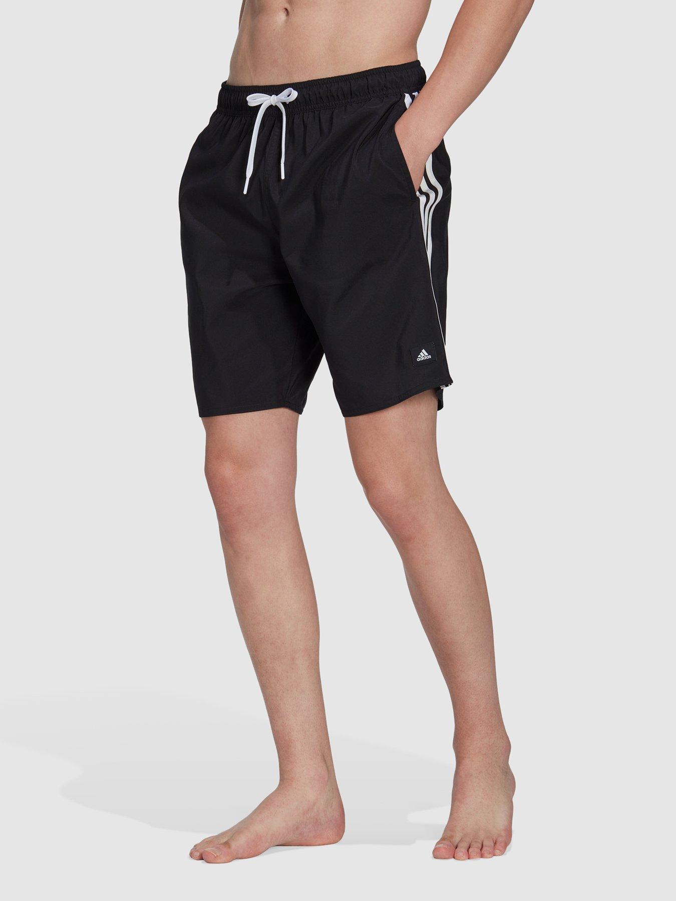 adidas Originals Adicolor 3 Stripes Swim Shorts Black White Very