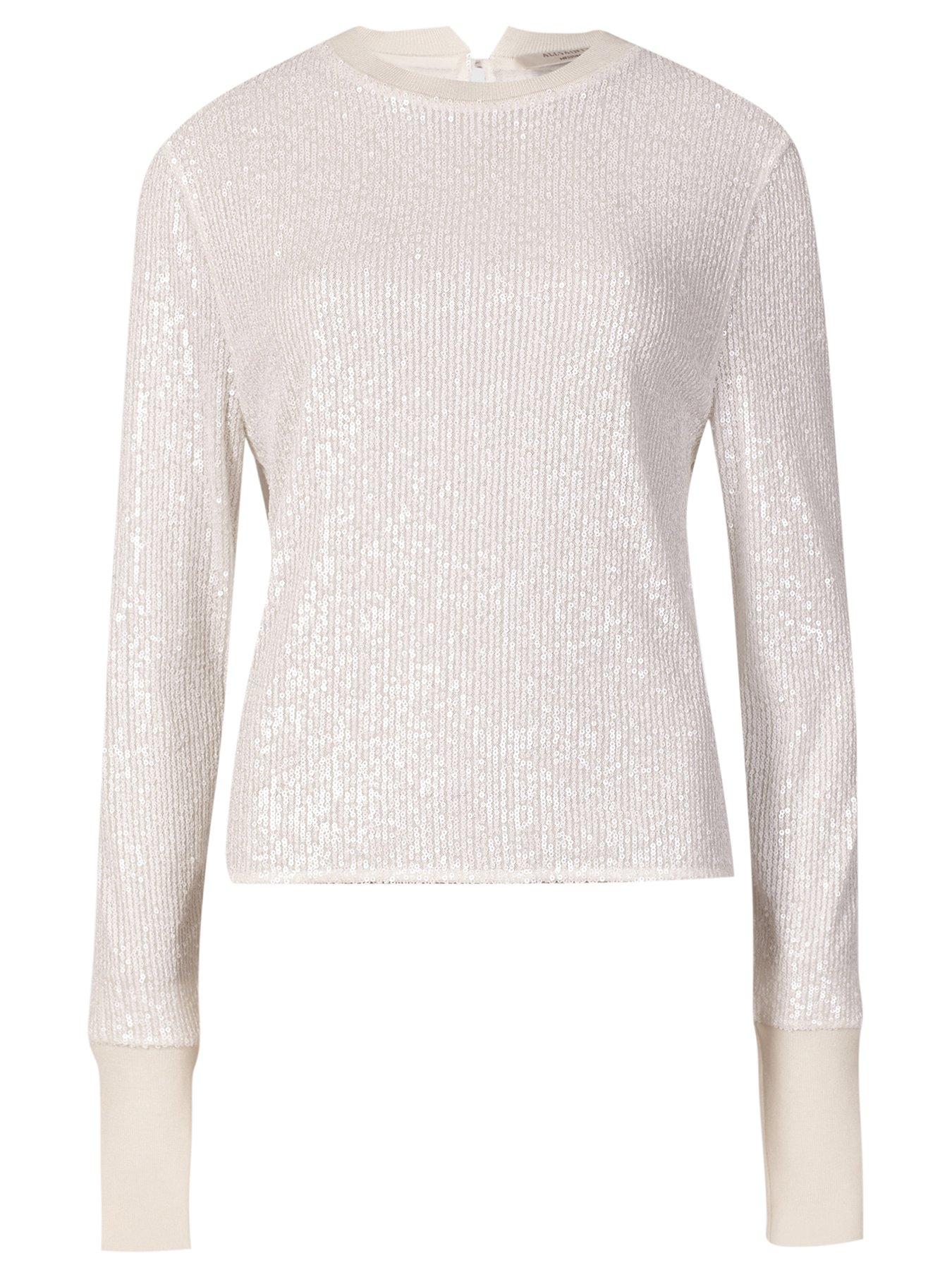 AllSaints Juela Sequin Jumper - White | very.co.uk