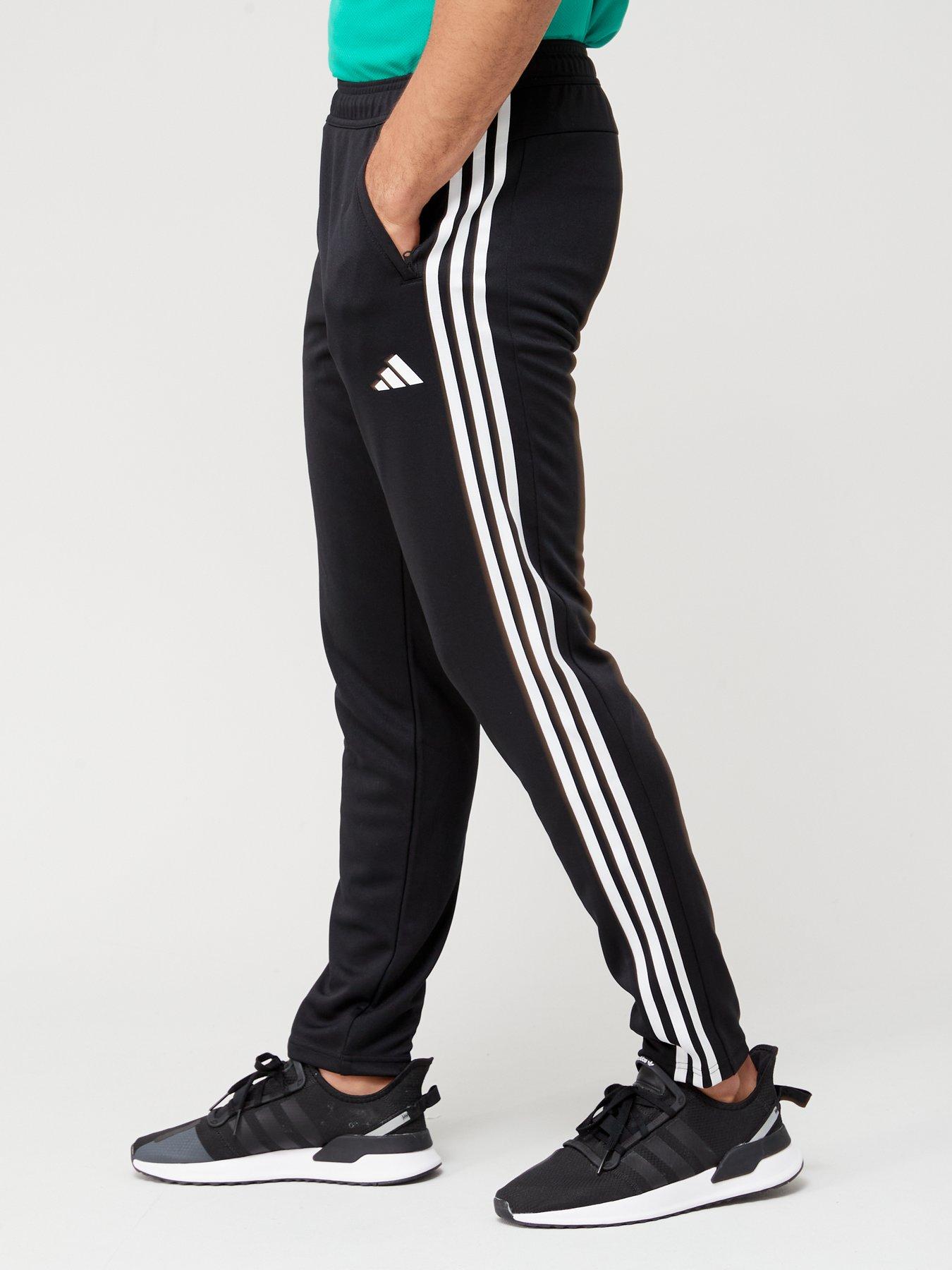 Performance Train Essentials 3 Stripes Training Joggers Black White