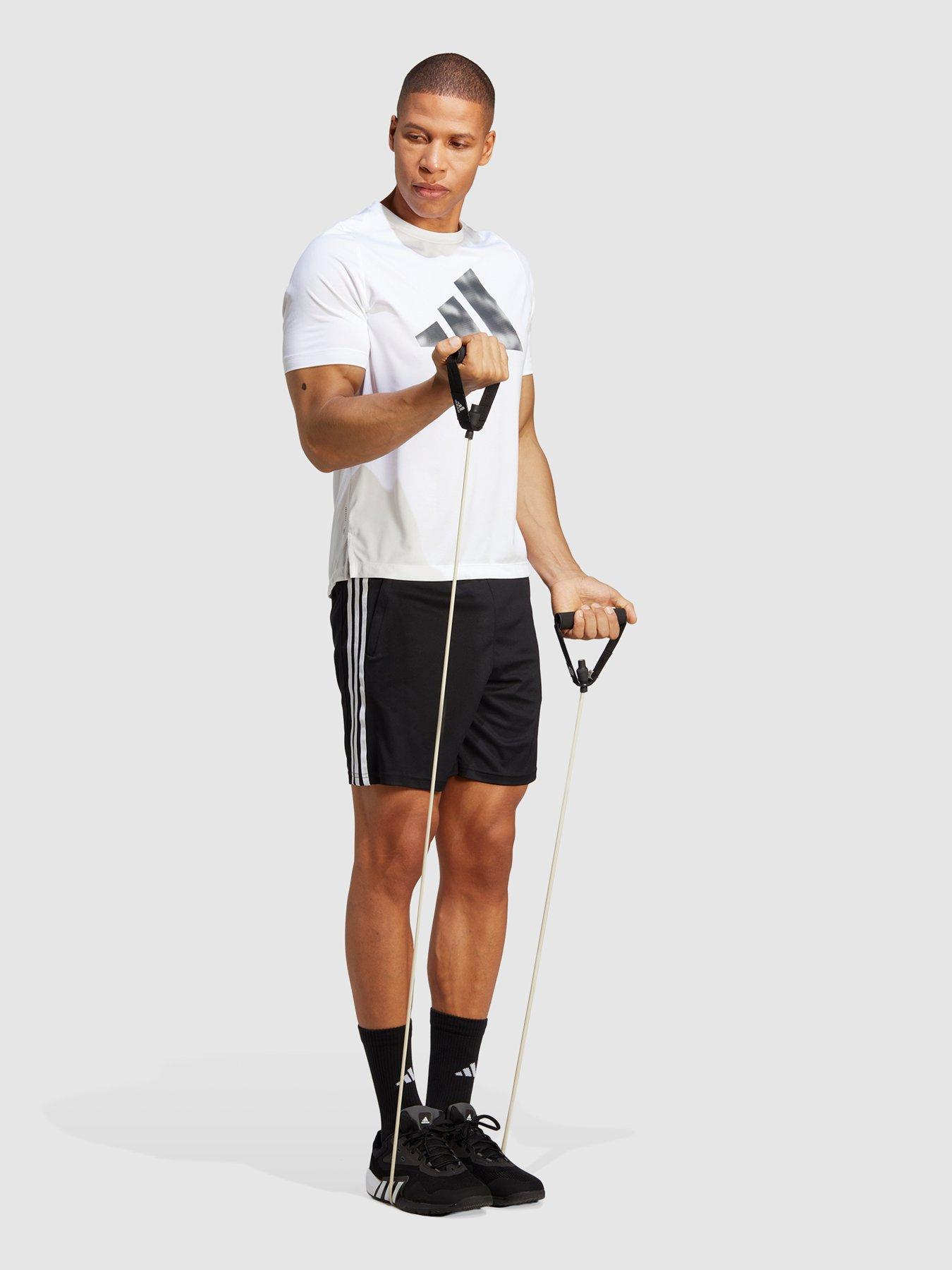 Image 3 of 4 of adidas Performance Train Essentials Piqu&eacute; 3-Stripes Training Shorts - Black/White