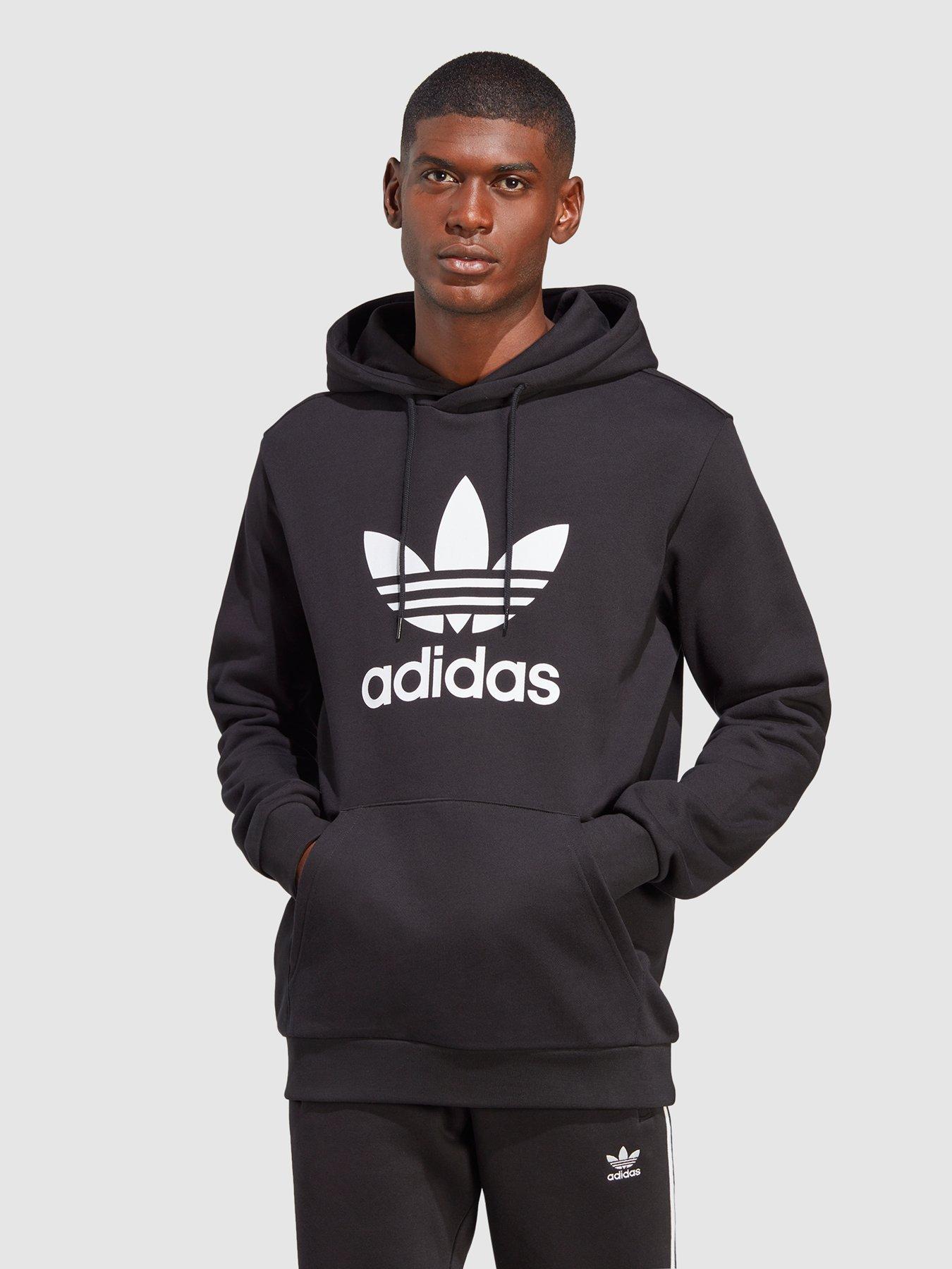 Adidas grey outlet trefoil hoodie womens