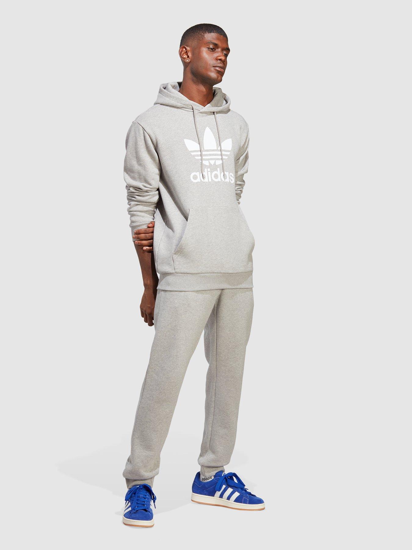 Adidas originals adicolor trefoil hoodie hot sale in grey