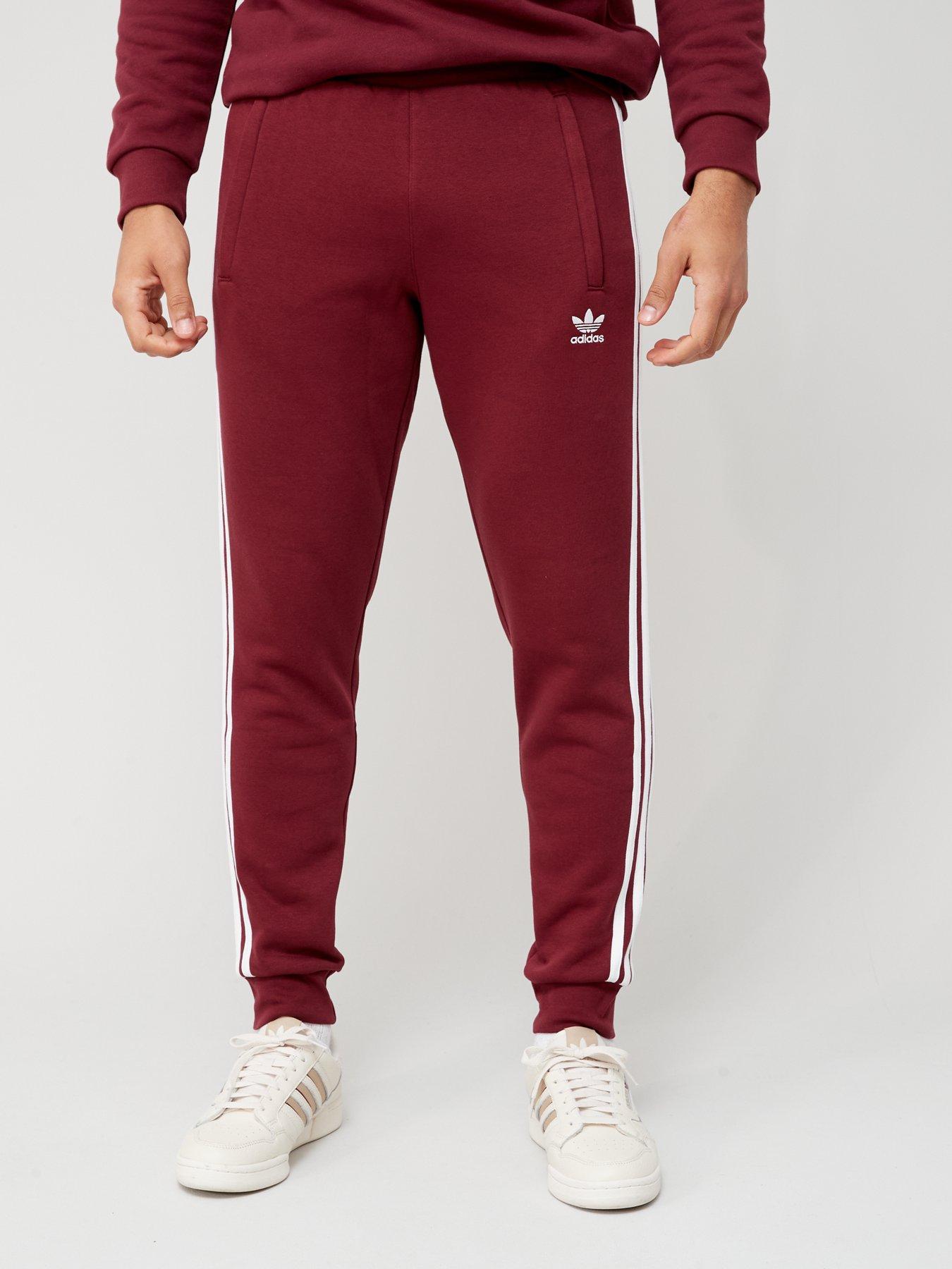 adidas 3 stripes pants red