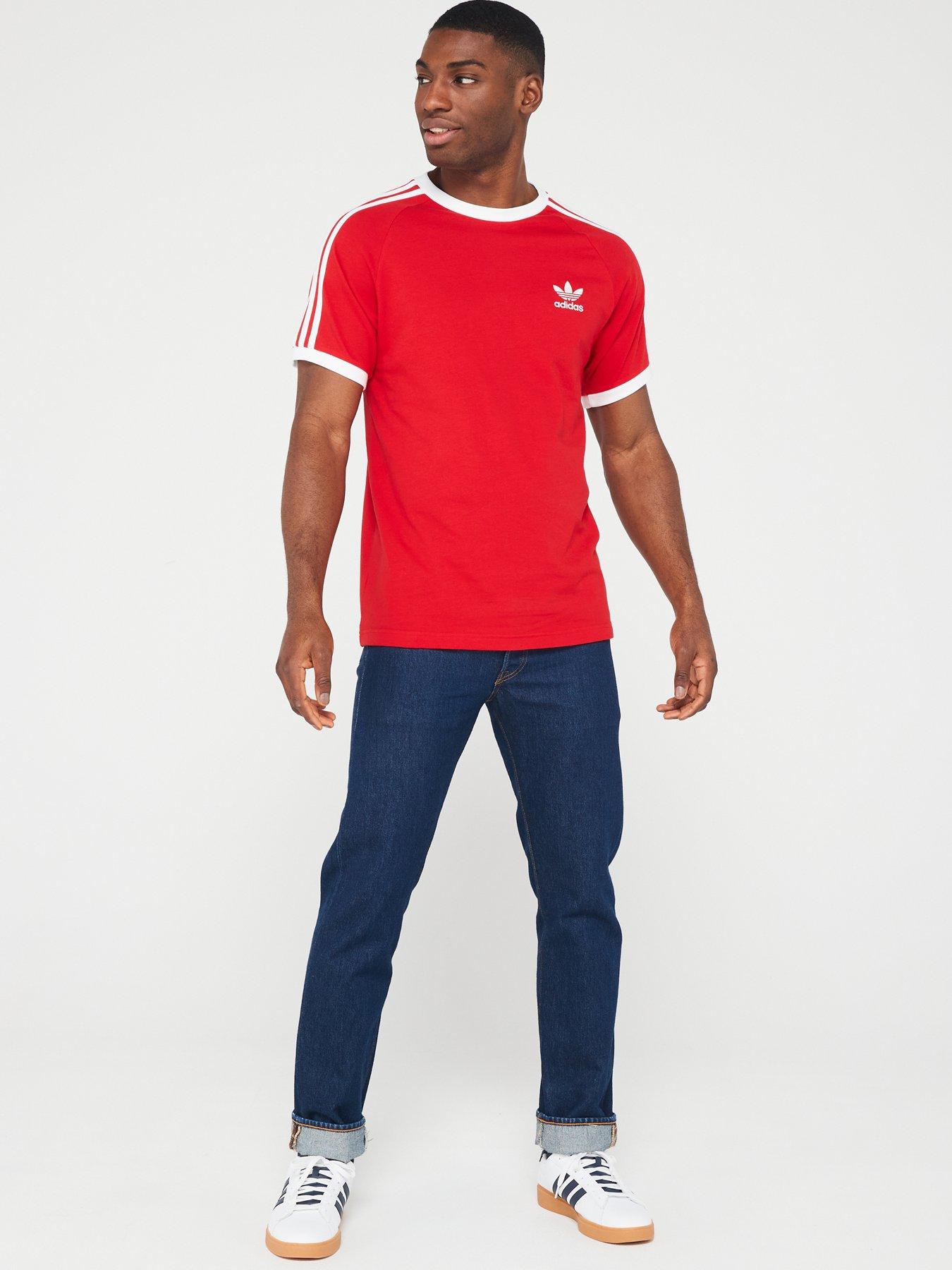 Red 3 store stripe adidas top