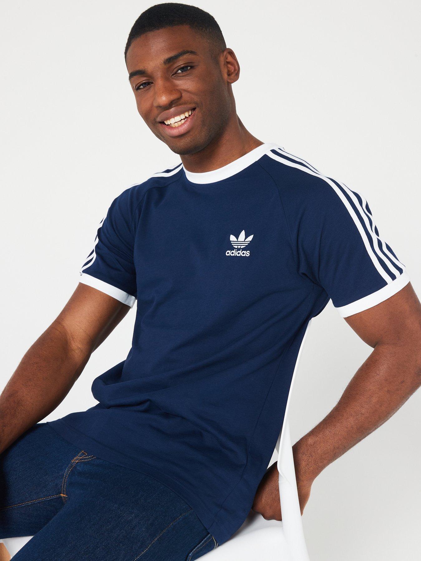 Adidas 3 stripes t shirt blue online